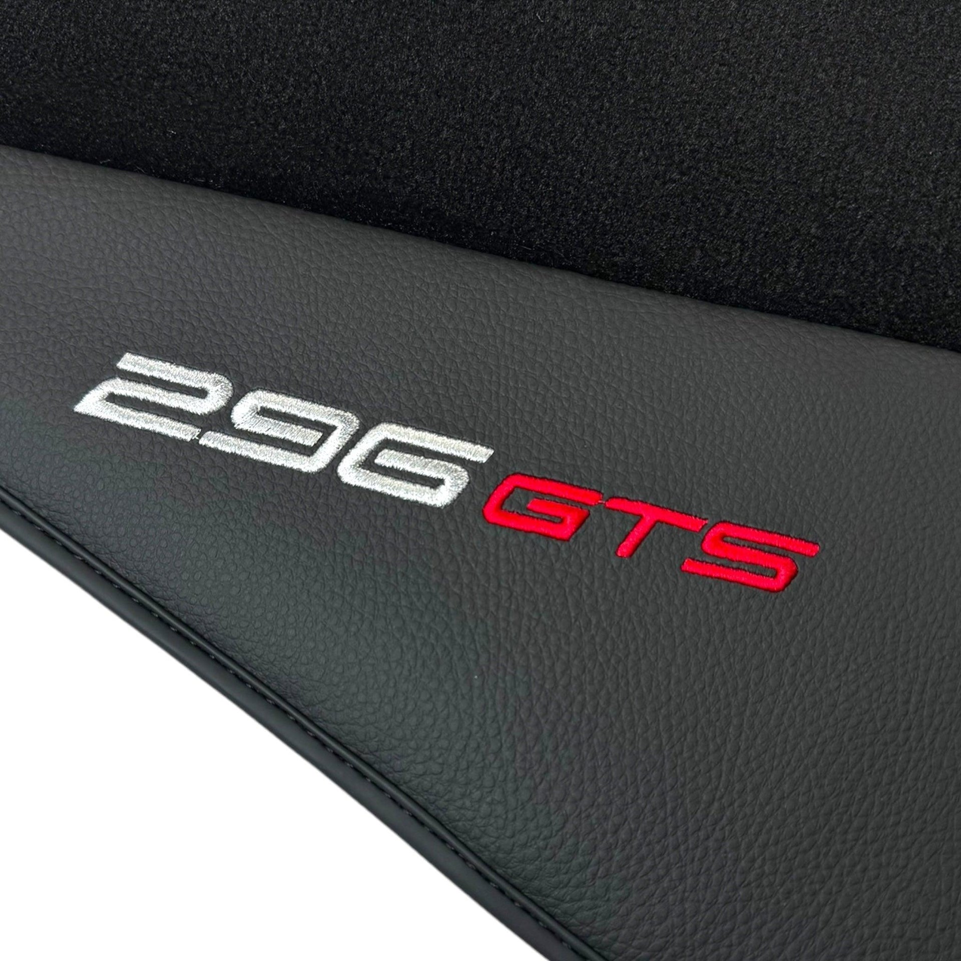 Black Floor Mats for Ferrari 296 GTS (2022-2024) with Leather - AutoWin