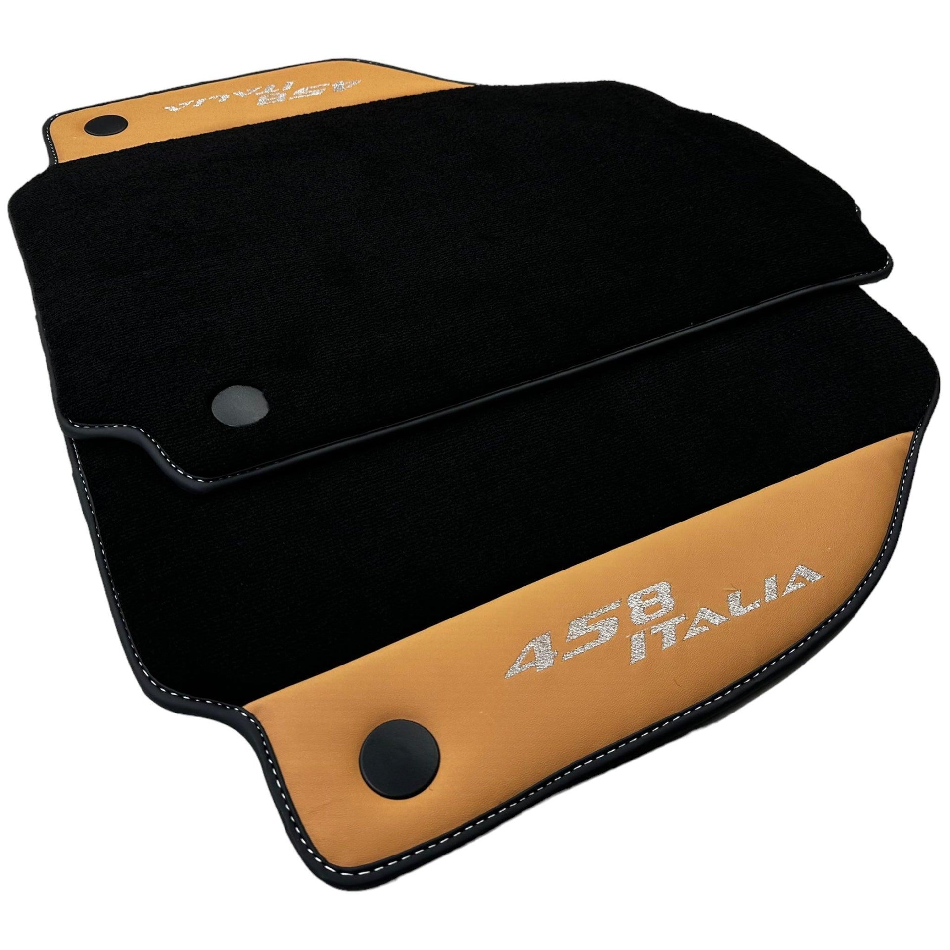 Black Floor Mats for Ferrari 458 Italia (2009-2015) with Beige Nappa Leather - AutoWin