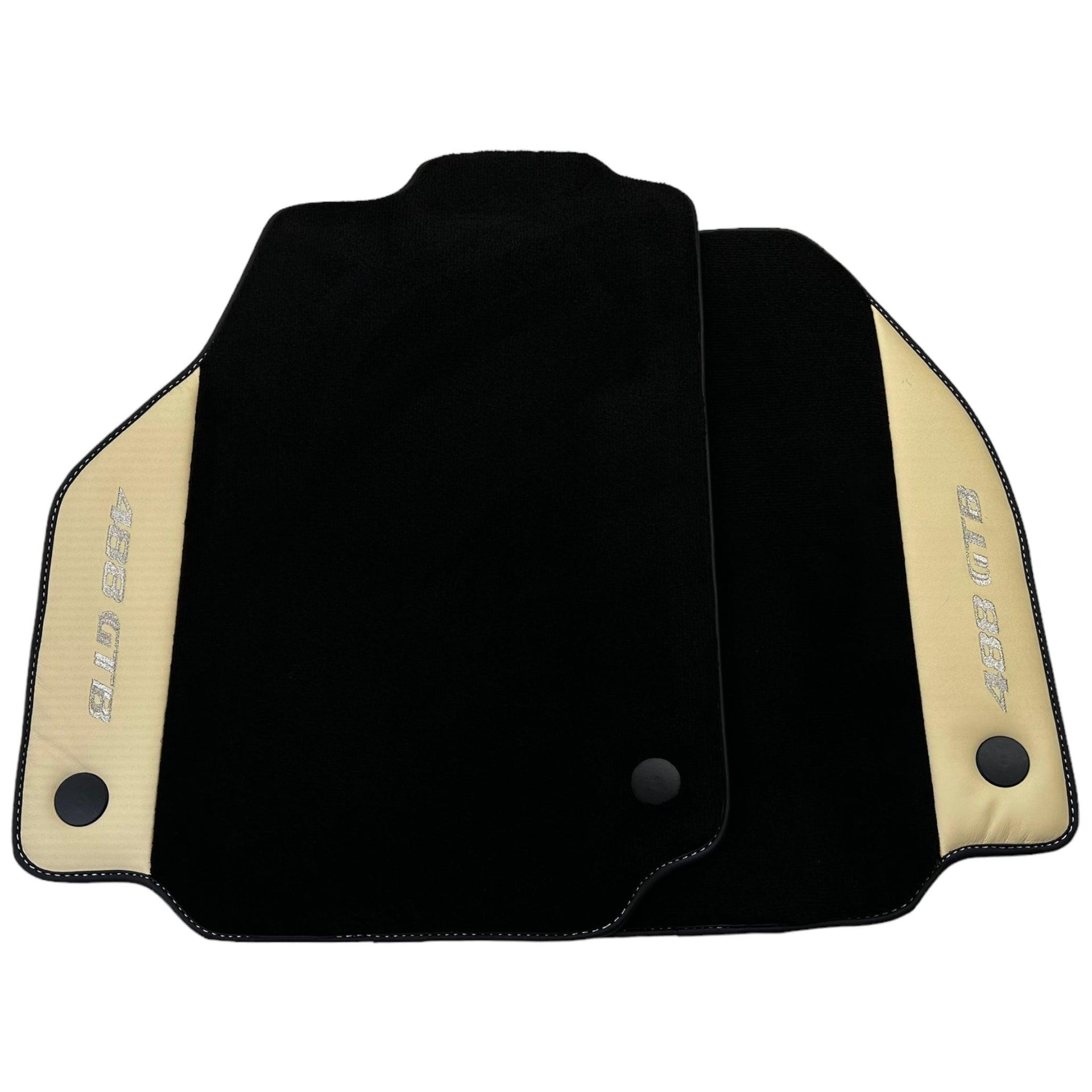 Black Floor Mats for Ferrari 488 GTB (2015-2022) with Crema Nappa Leather - AutoWin
