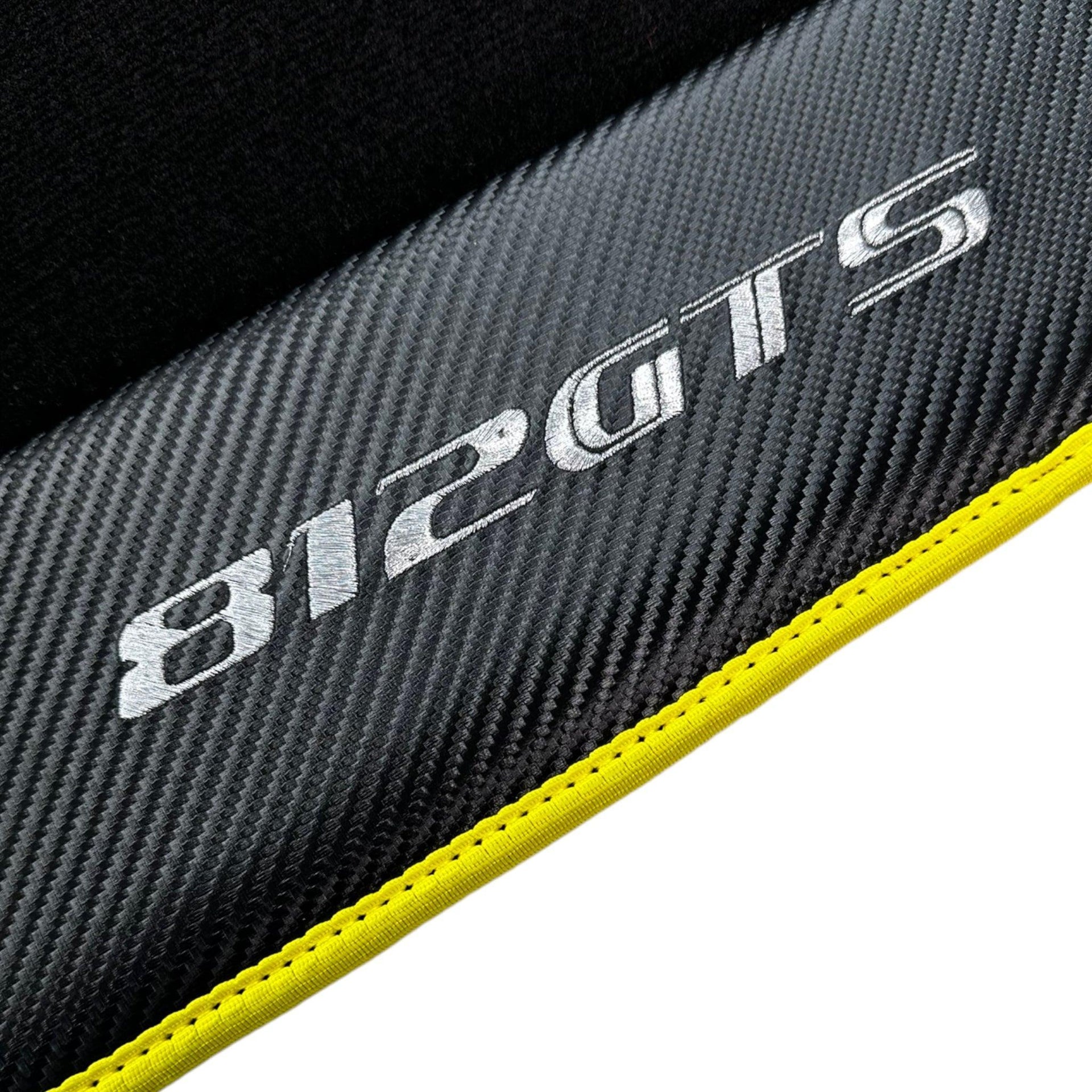 Black Floor Mats for Ferrari 812 GTS (2019-2023) with Carbon Leather - AutoWin