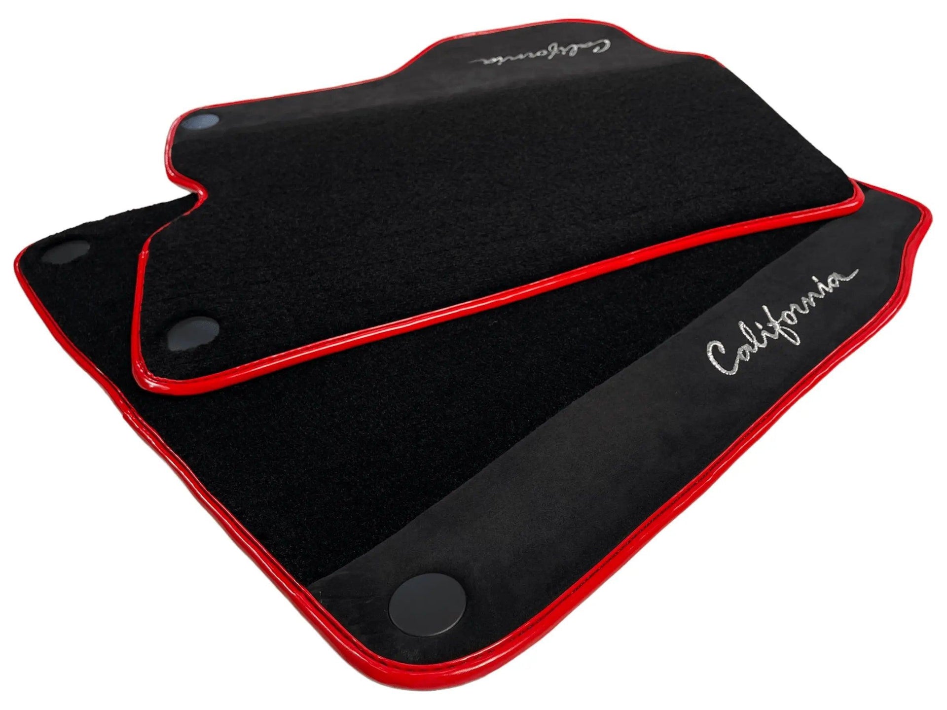 Black Floor Mats For Ferrari California 2008-2014 With Alcantara Red Trim - AutoWin