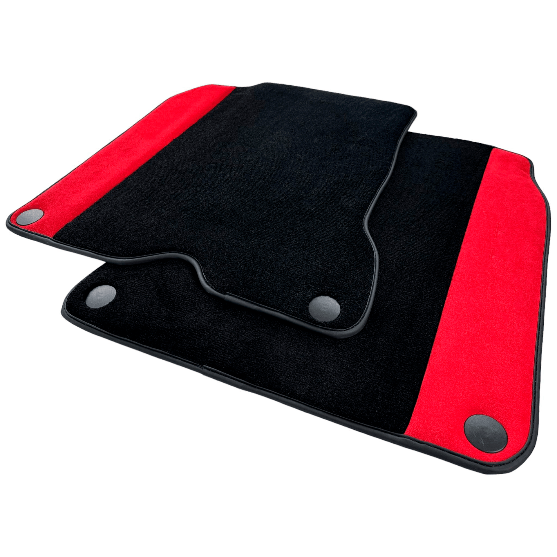 Black Floor Mats For Ferrari California T (2015-2018) with Red Alcantara Leather - AutoWin