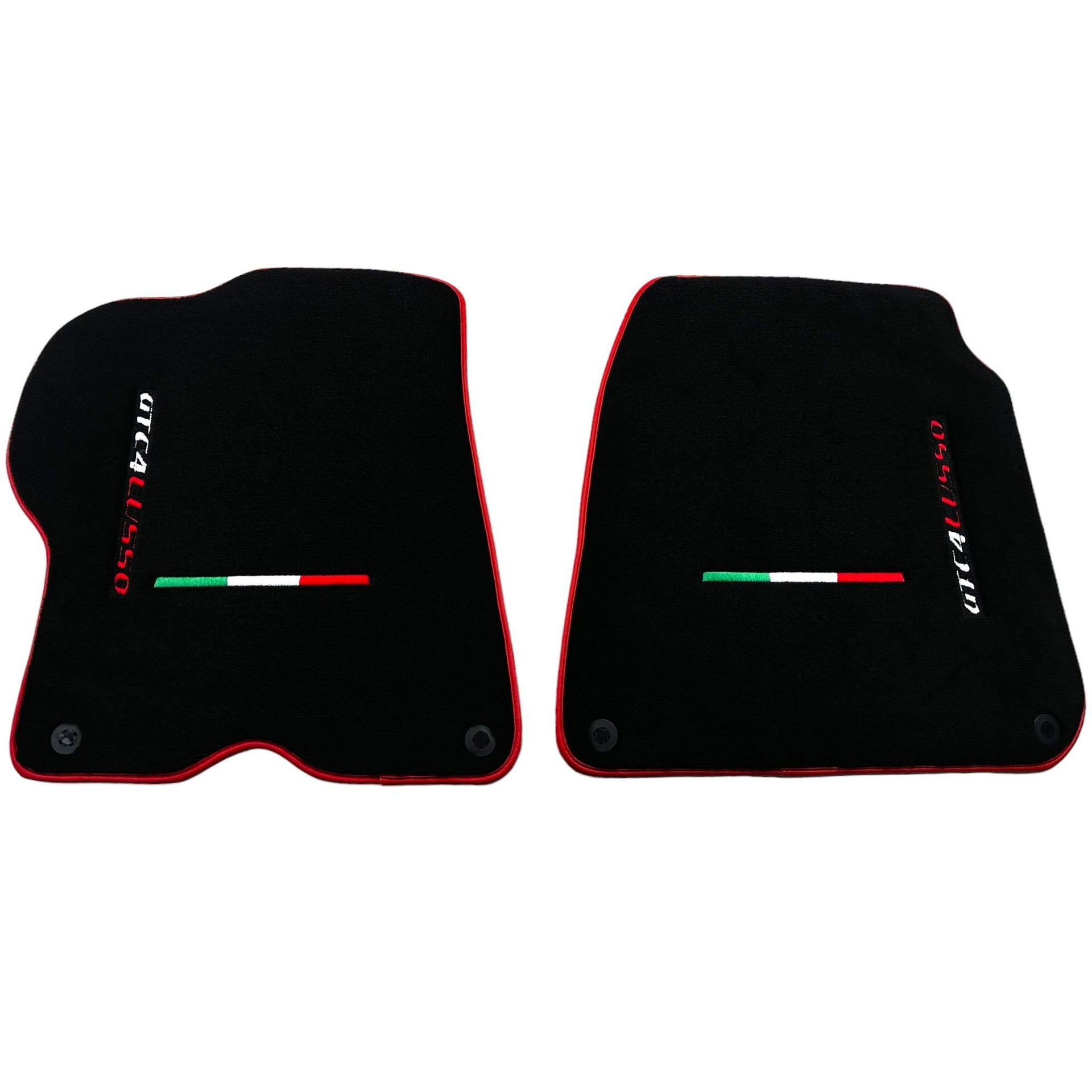Black Floor Mats For Ferrari GTC4 Lusso (2016-2023) Italian Edition with Red Trim - AutoWin