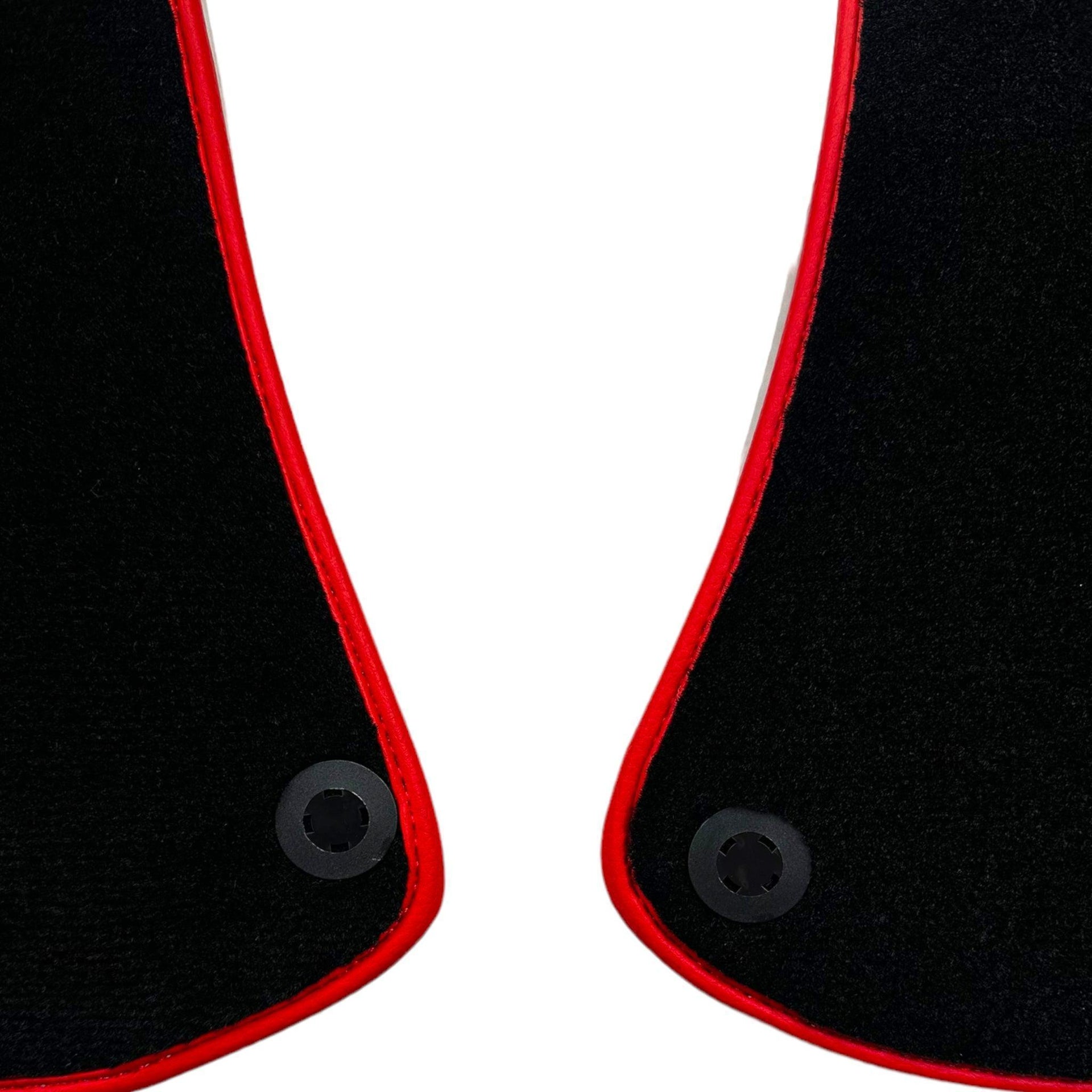 Black Floor Mats For Ferrari Portofino (2018-2023) With Leather and Red Trim - AutoWin