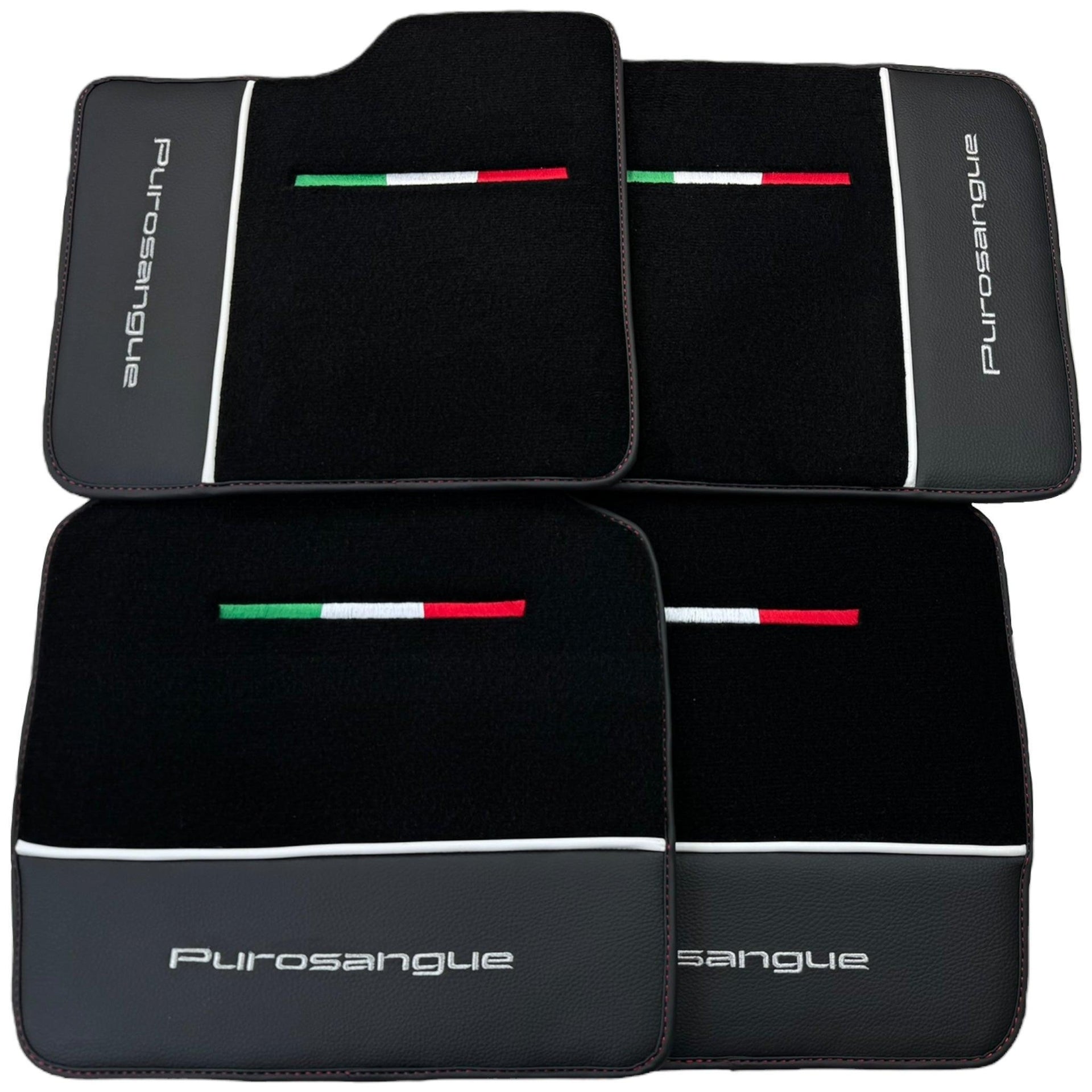 Black Floor Mats for Ferrari Purosangue with Leather - AutoWin