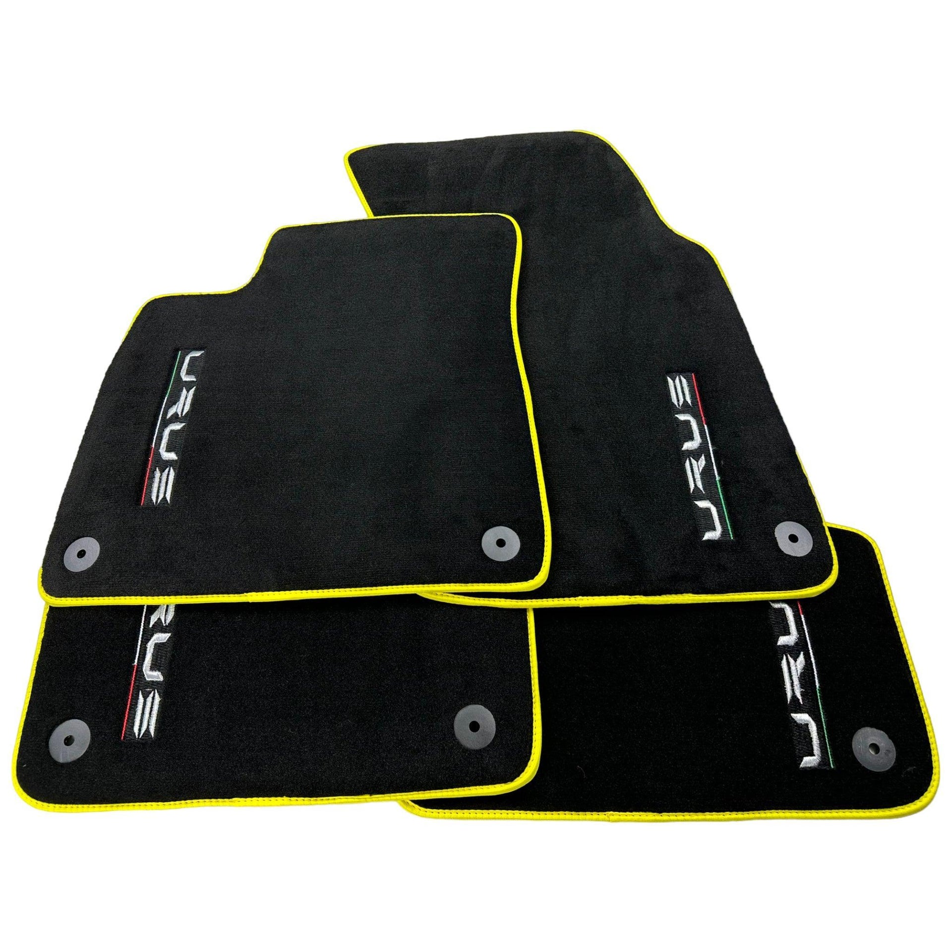 Black Floor Mats For Lamborghini Urus Tailored With Yellow Trim - AutoWin