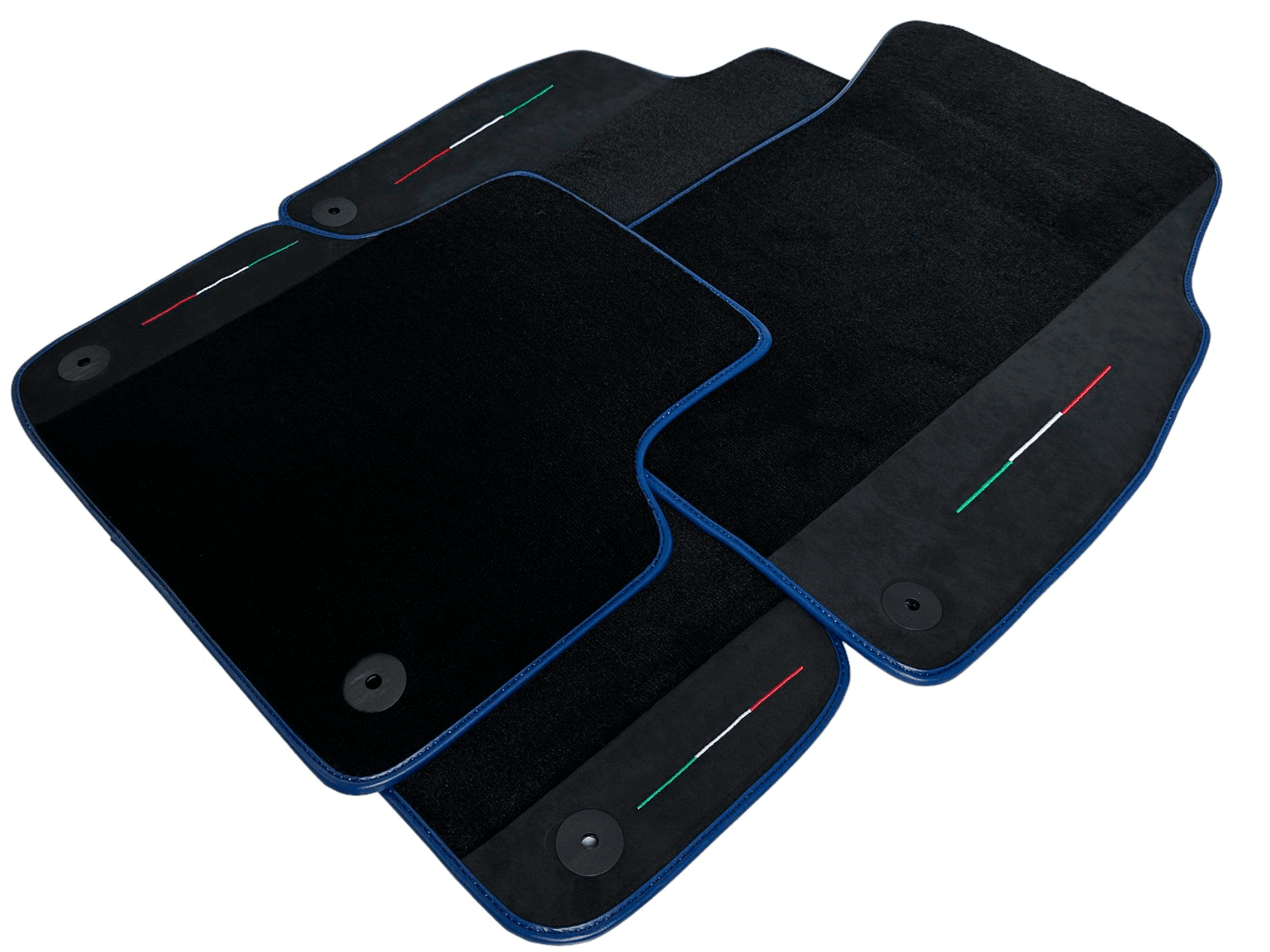 Black Floor Mats For Lamborghini Urus With Alcantara Leather Dark Blue Trim - AutoWin