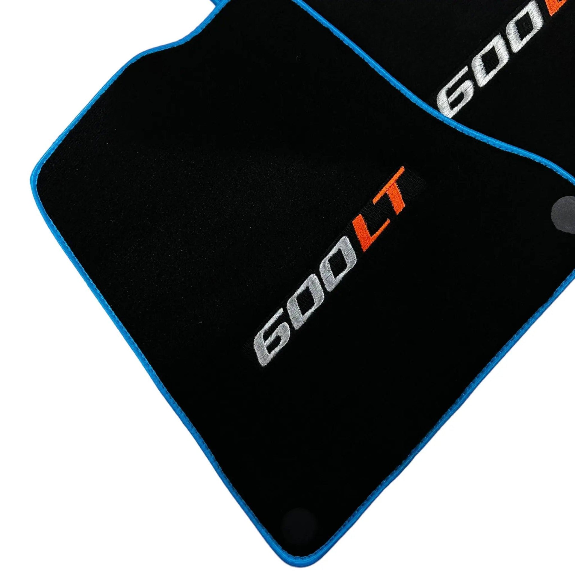 Black Floor Mats for McLaren 600 LT (2018-2020) With Blue Trim - AutoWin