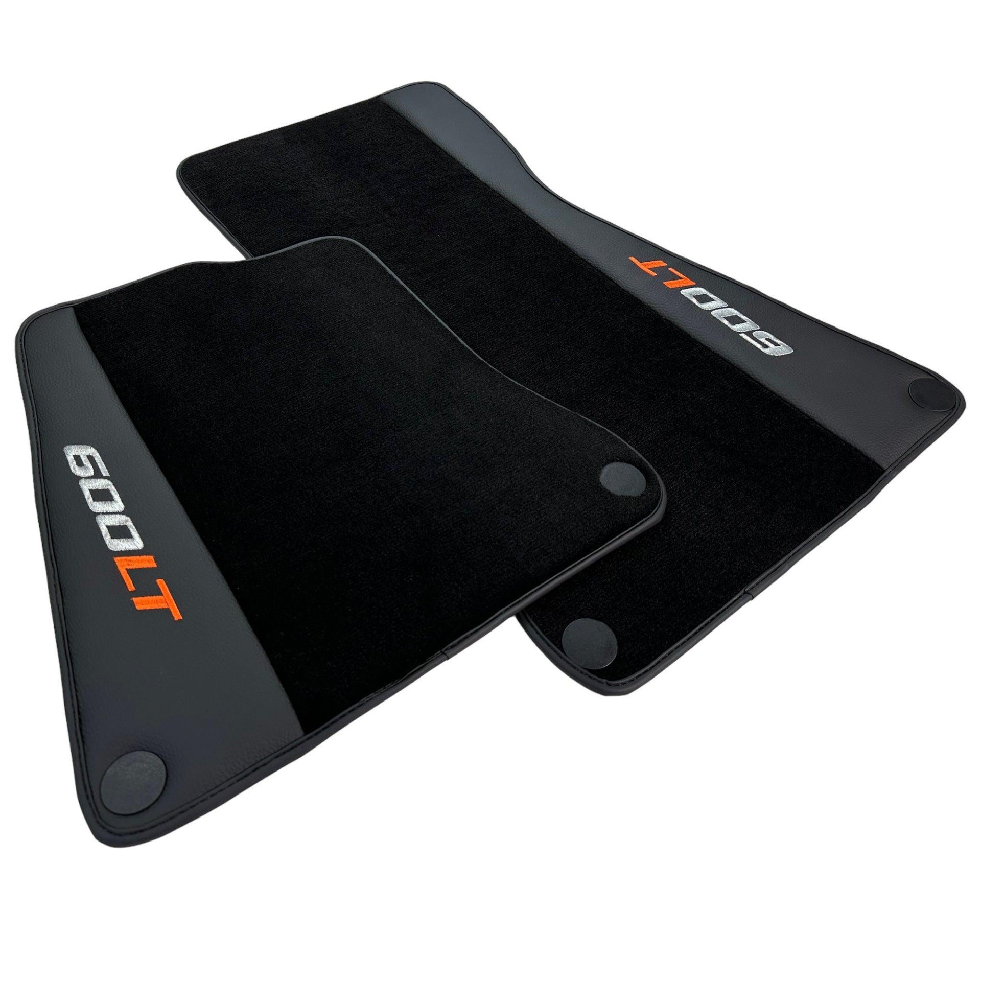 Black Floor Mats for McLaren 600 LT (2018-2020) With Leather - AutoWin