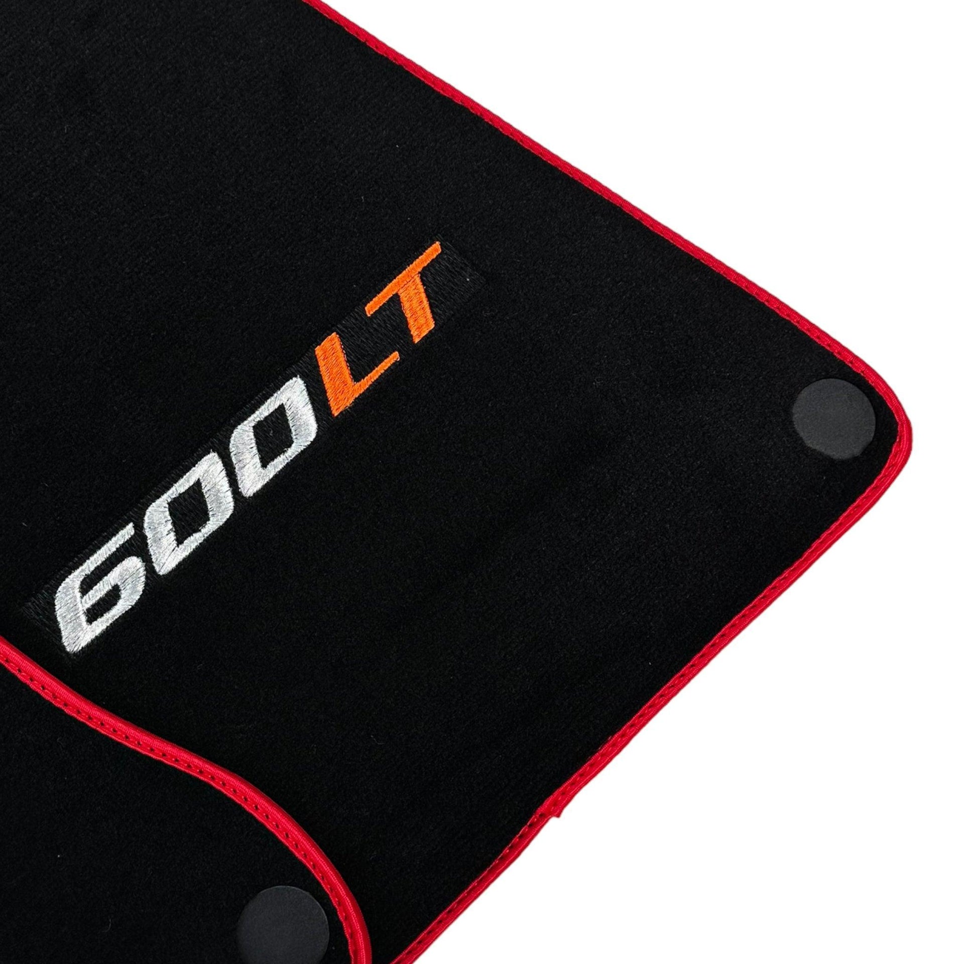 Black Floor Mats for McLaren 600 LT (2018-2020) With Red Trim - AutoWin