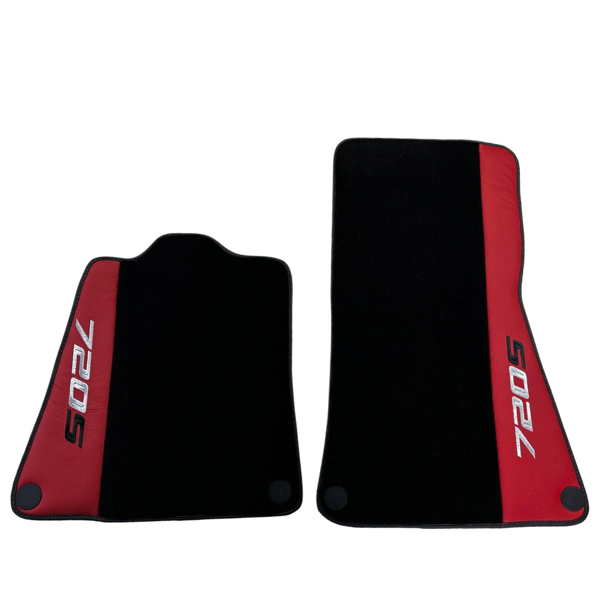 Black Floor Mats For McLaren 720S (2017-2021) With Red Leather - AutoWin