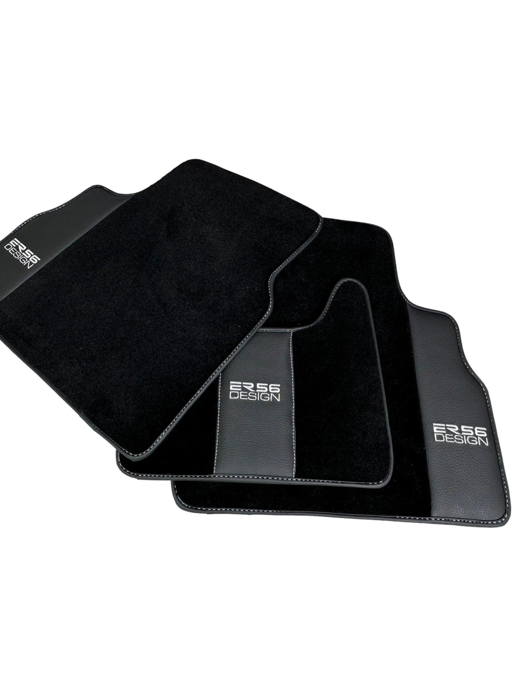 Black Floor Mats For Mercedes-Benz G Class W463 (2008-2018) With Leather Borders ER56 Design - AutoWin