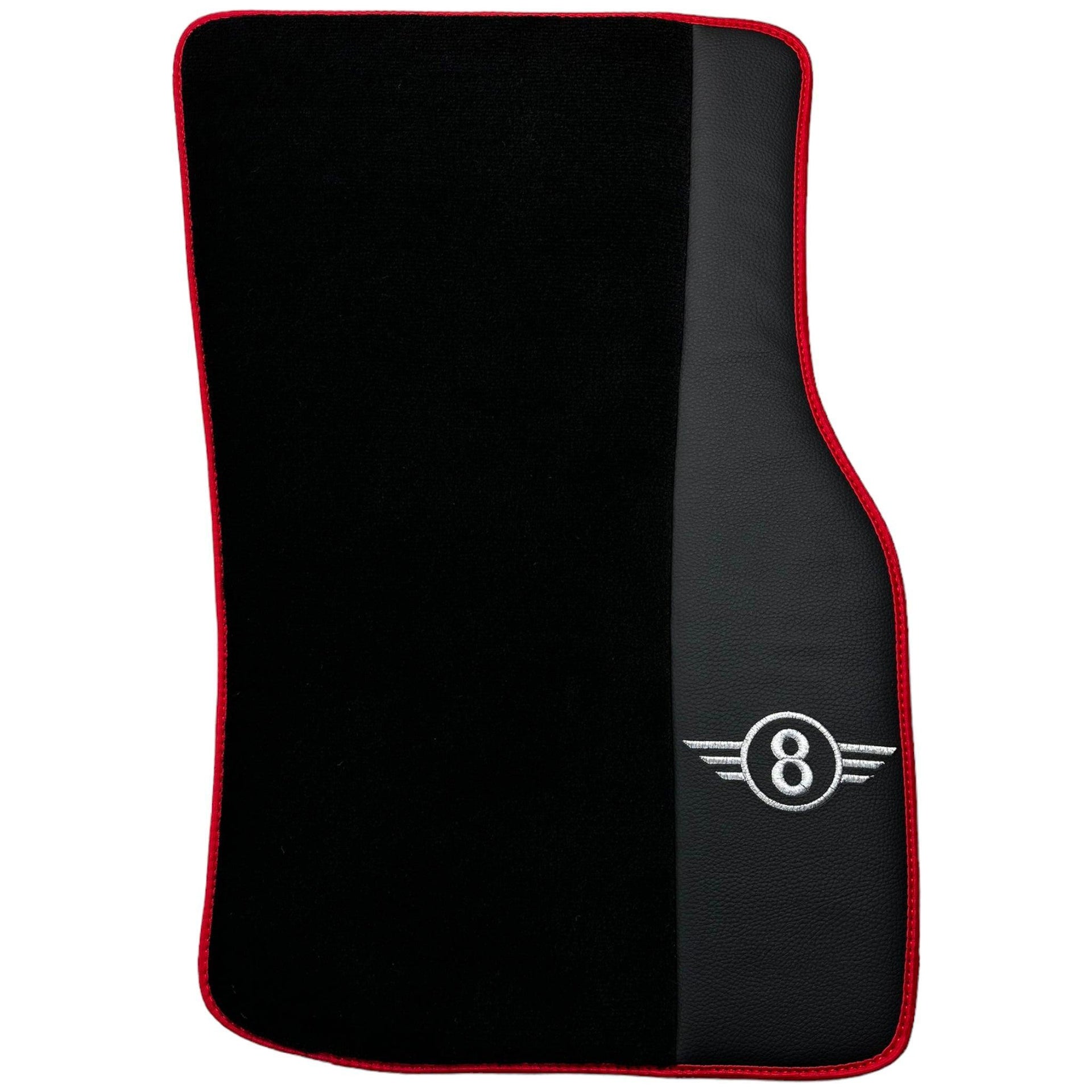 Black Floor Mats for Mini Cabrio F57 Convertible (2016-2023) With Leather | Red Trim - AutoWin