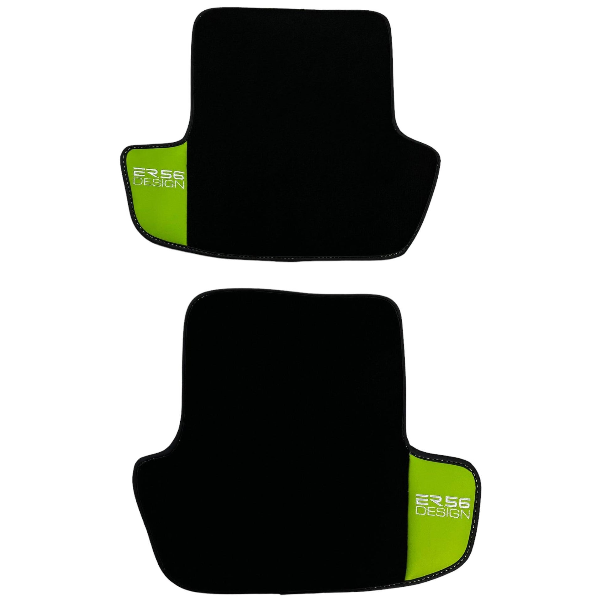 Black Floor Mats for Porsche Macan (2014-2023) with Green Leather ER56 Design - AutoWin