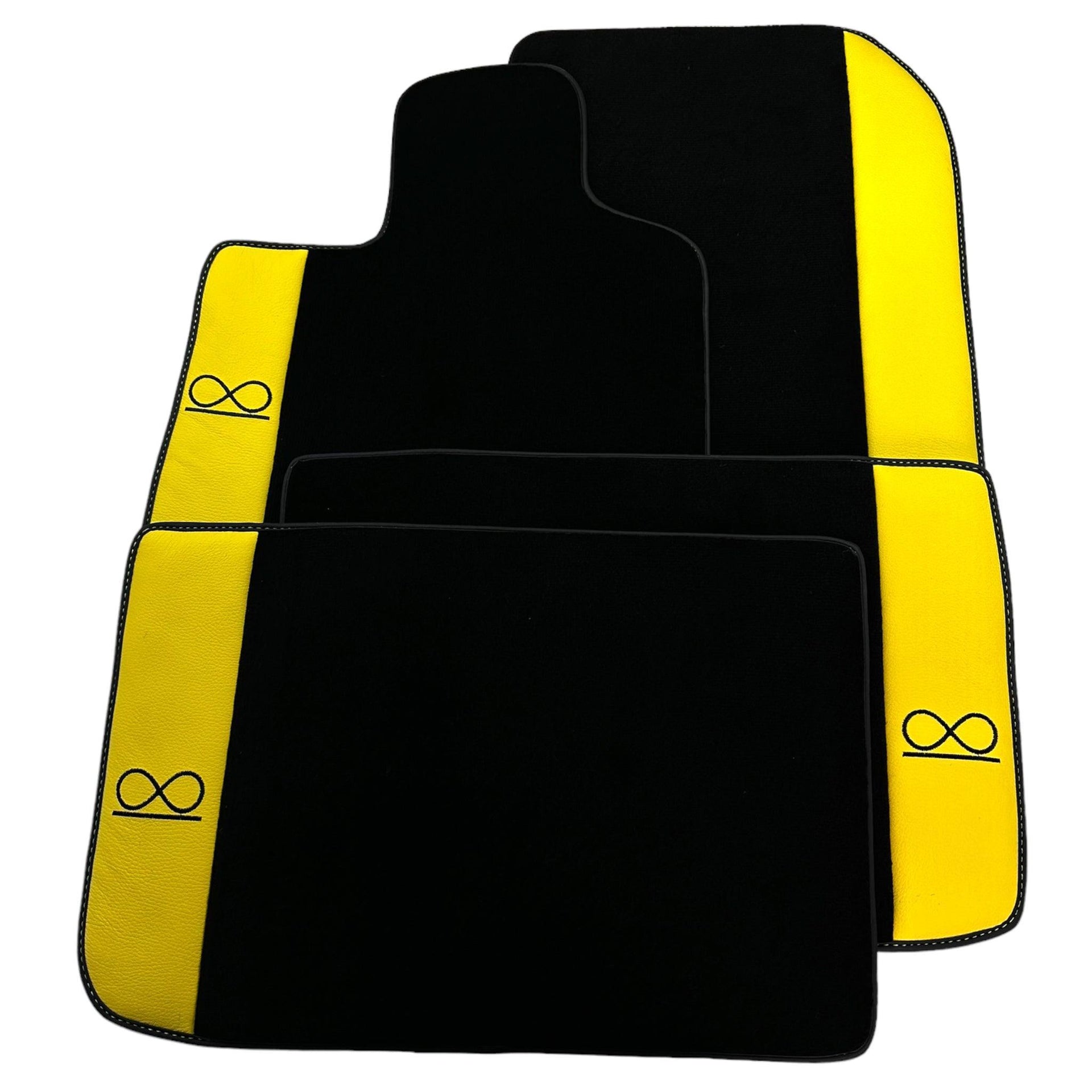 Black Floor Mats For Rolls Royce Spectre (2023-2024) Yellow Leather - AutoWin