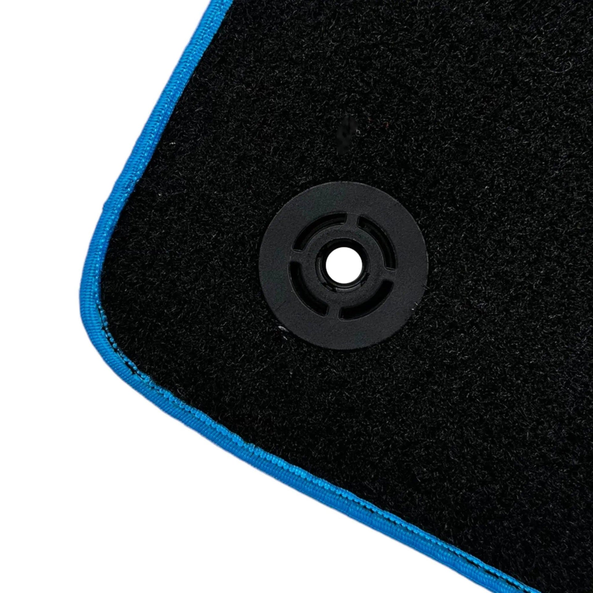 Black Leather Floor Mats For Lamborghini Aventador with Blue Trim - AutoWin