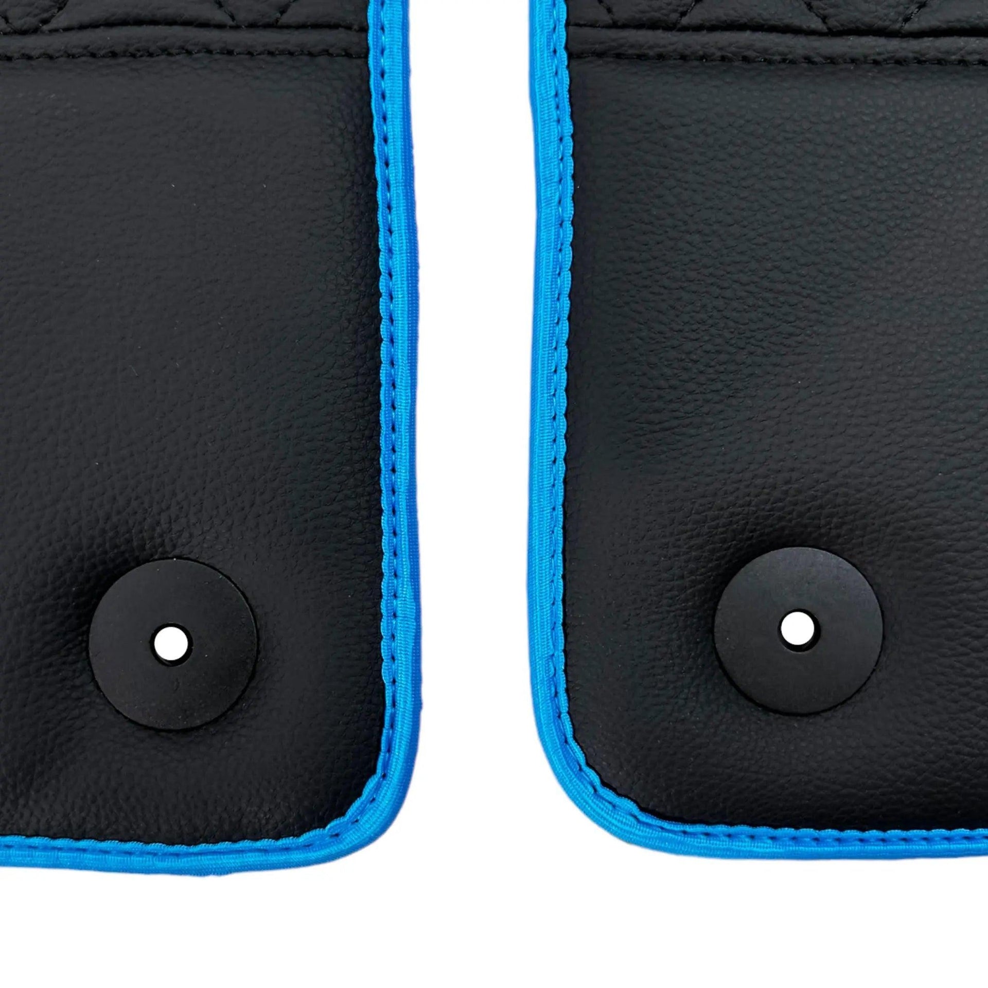 Black Leather Floor Mats For Lamborghini Aventador with Blue Trim - AutoWin