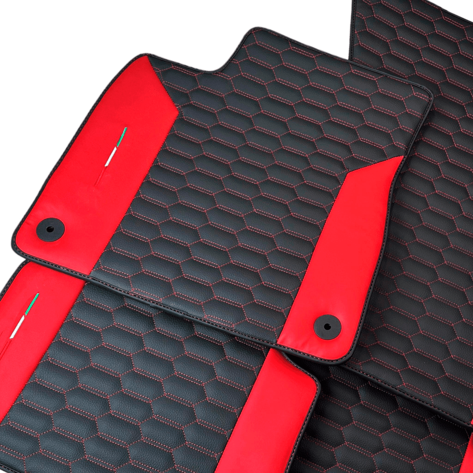 Black Leather Floor Mats For Lamborghini Urus S With Red Nappa Leather - AutoWin