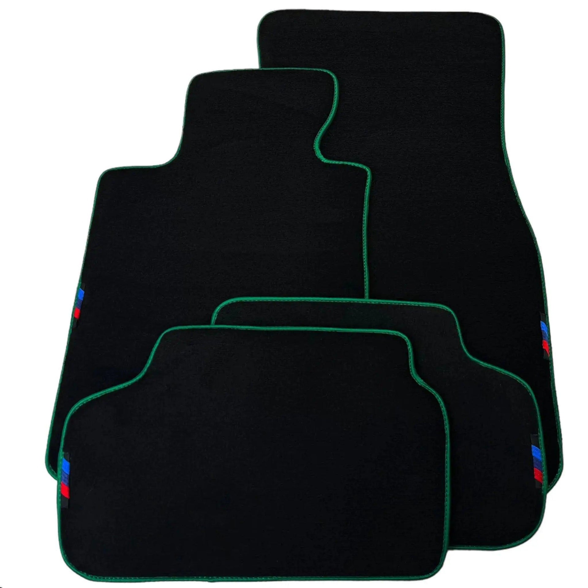 Black Mats For BMW 5 Series E61 Wagon | Green Trim - AutoWin