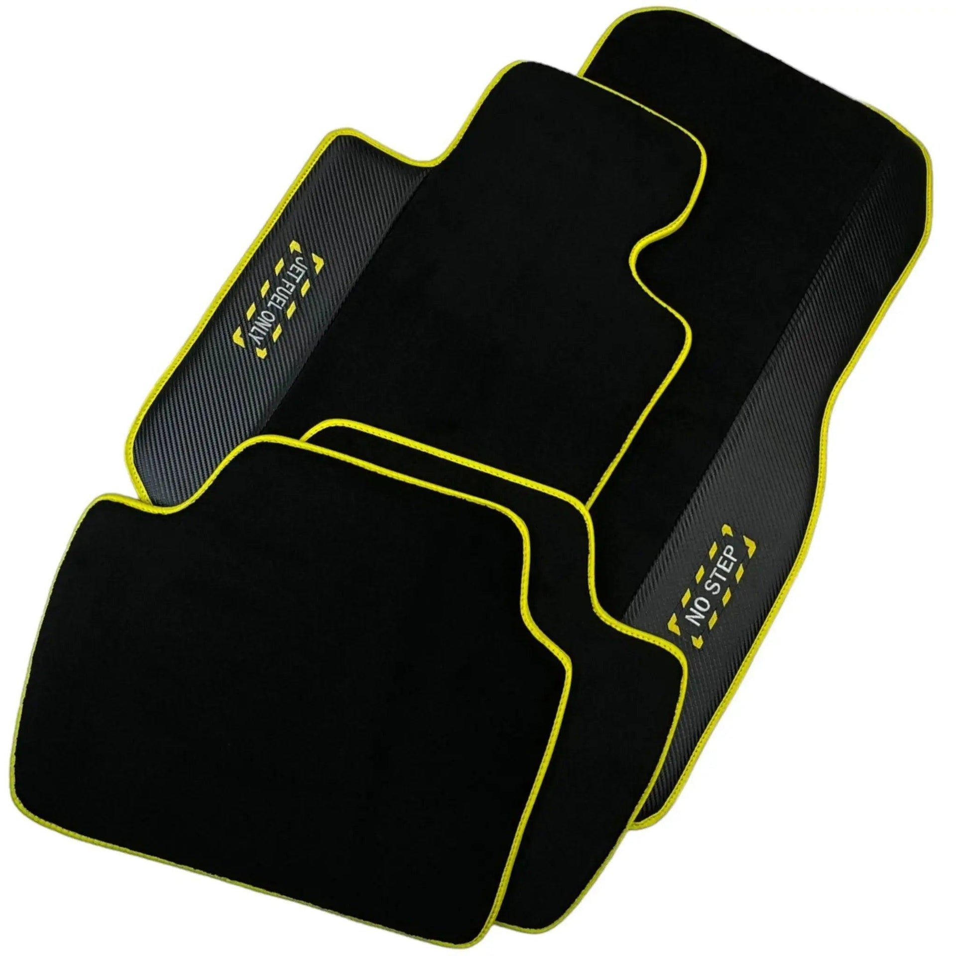 Black Mats For BMW X6 Series F16 | Fighter Jet Edition | Yellow Trim - AutoWin
