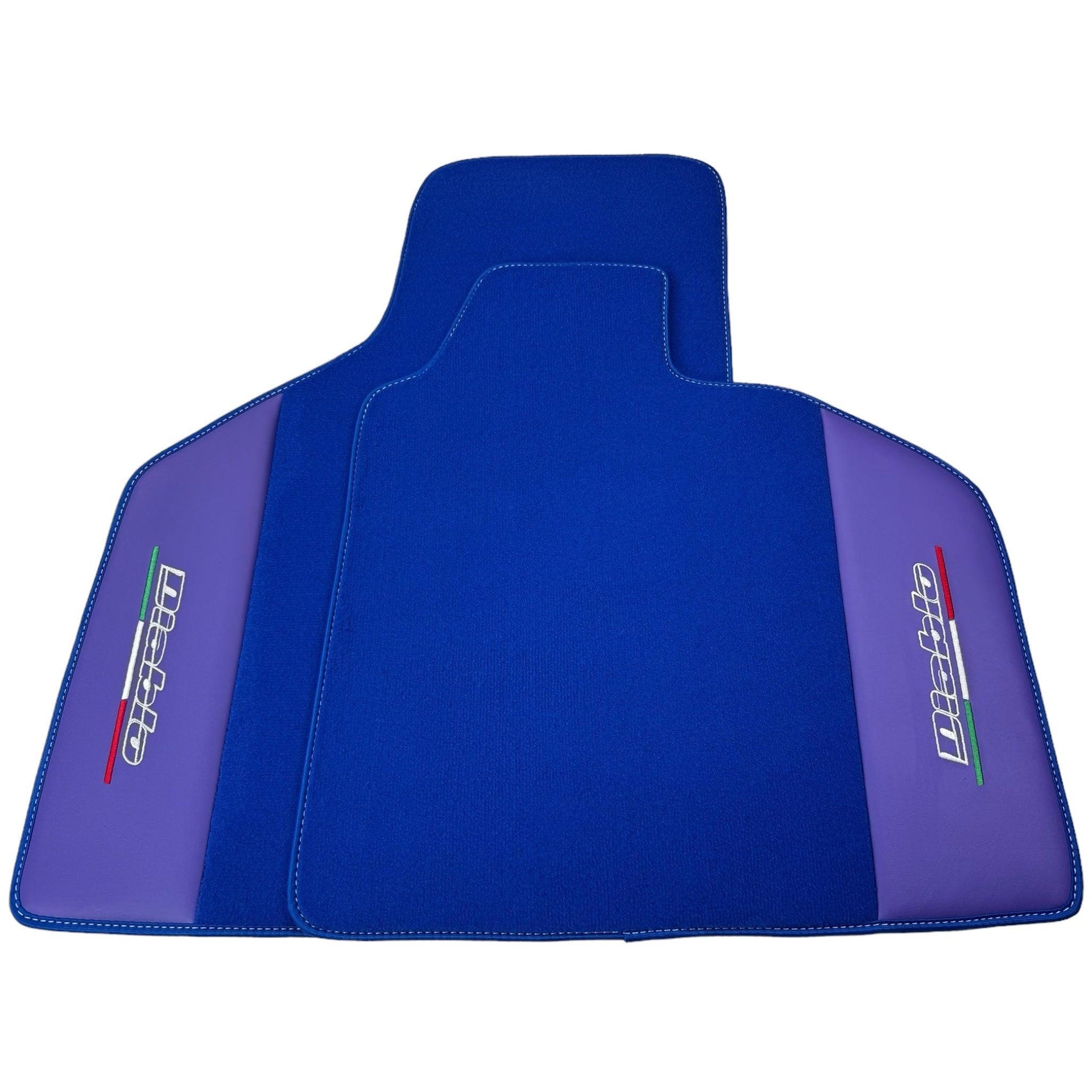 Blue Floor Mats for Lamborghini Diablo (1990-2001) with Purple Leather - AutoWin