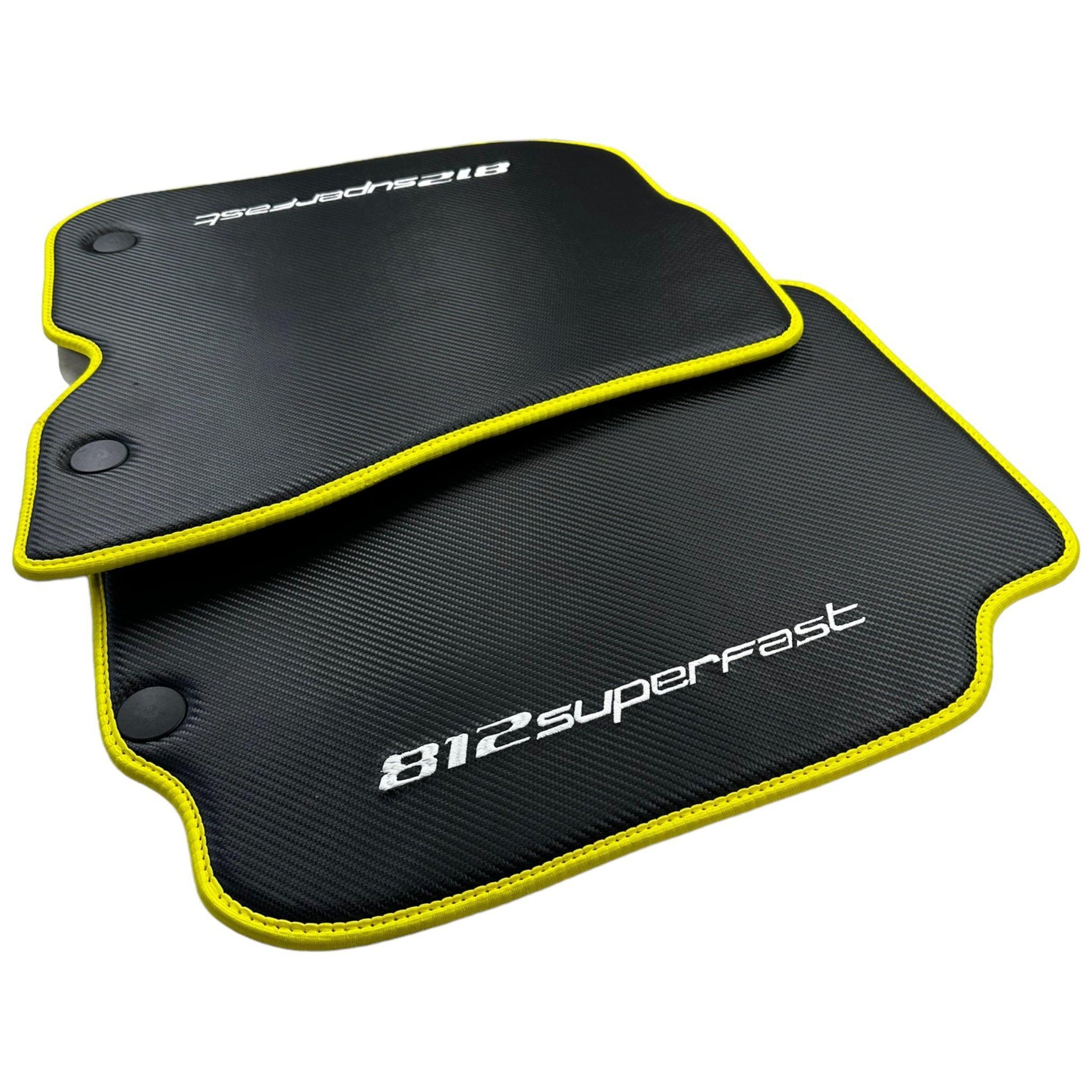 Carbon Floor Mats For Ferrari 812 Superfast (2018-2023) with Yellow Trim - AutoWin