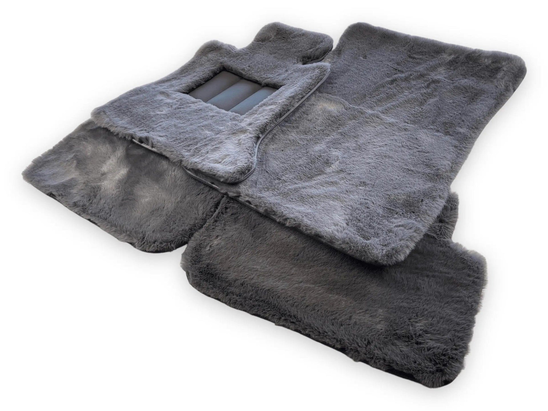 Dark Gray Sheepskin Floor Mats For Bentley Flying Spur (2005-2013) Design Brand - AutoWin