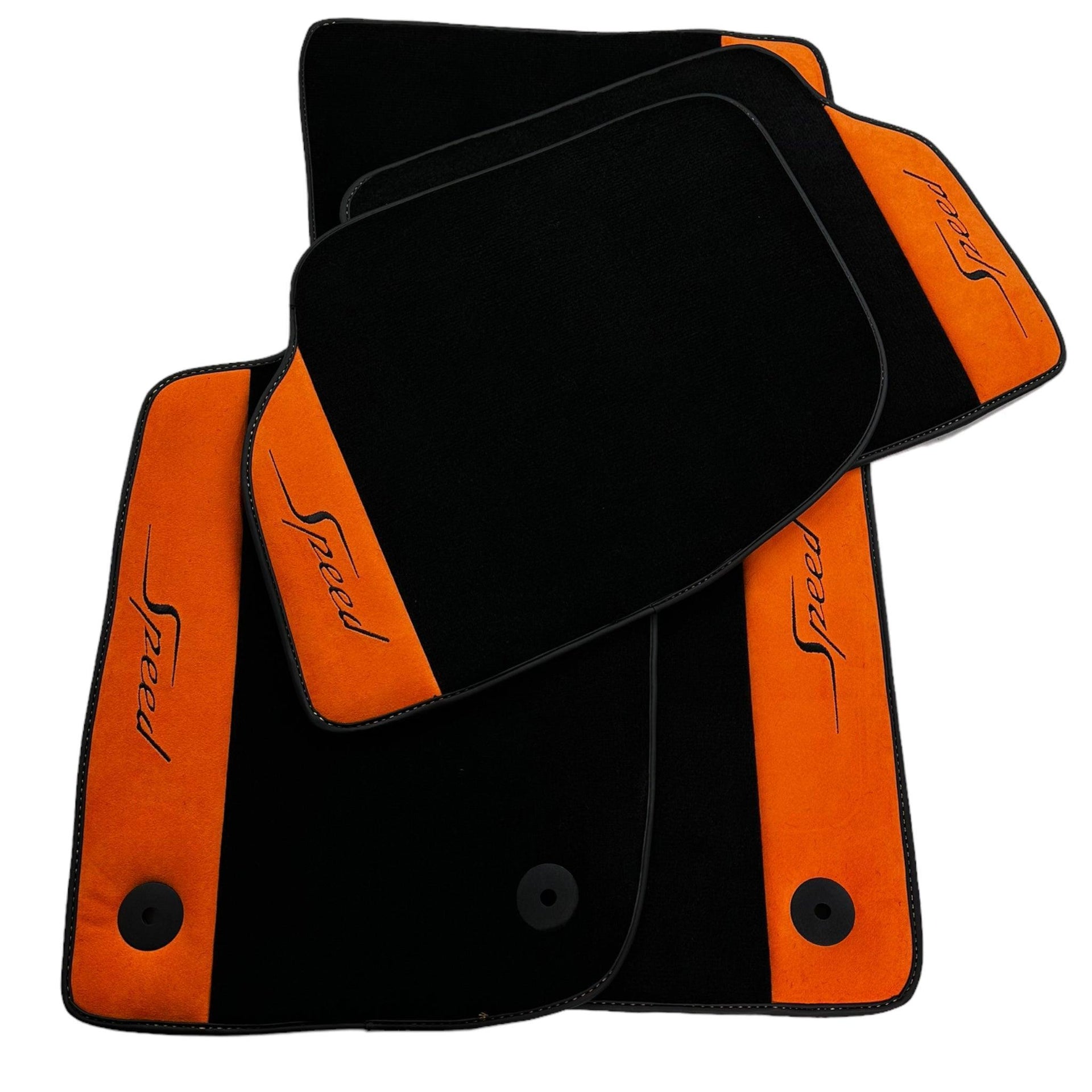 Floor Mats For Bentley Flying Spur (2019-2023) with Orange Alcantara Leather - AutoWin