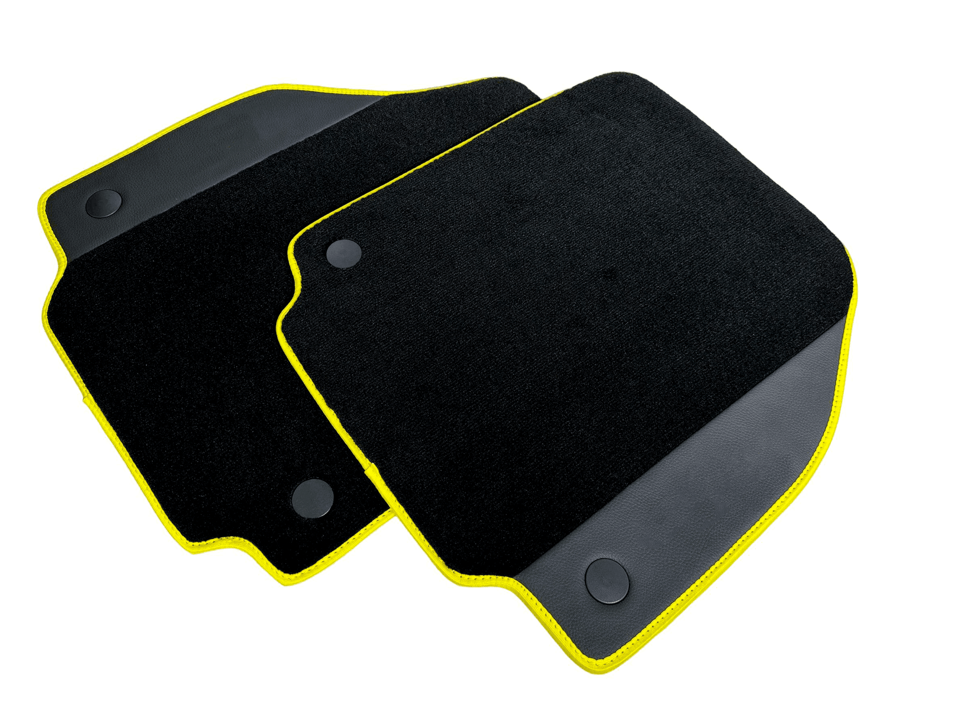 Floor Mats For Ferrari 488 Pista Spider (2019-2021) Leather and Yellow Trim - AutoWin