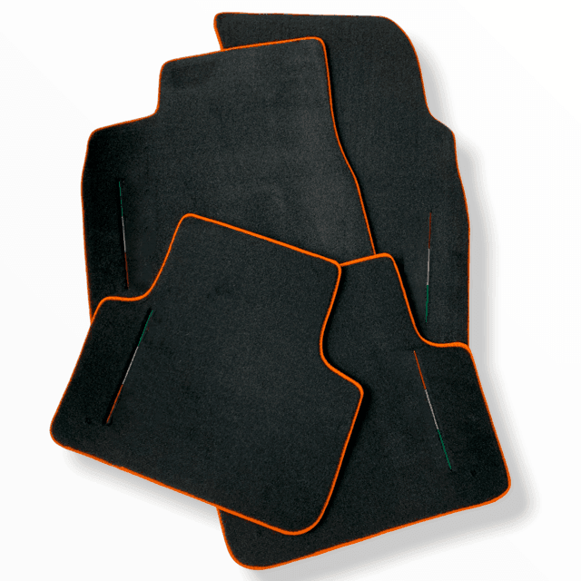 Floor Mats For Lamborghini Urus Black Tailored With Orange Rounds Carpets - AutoWin