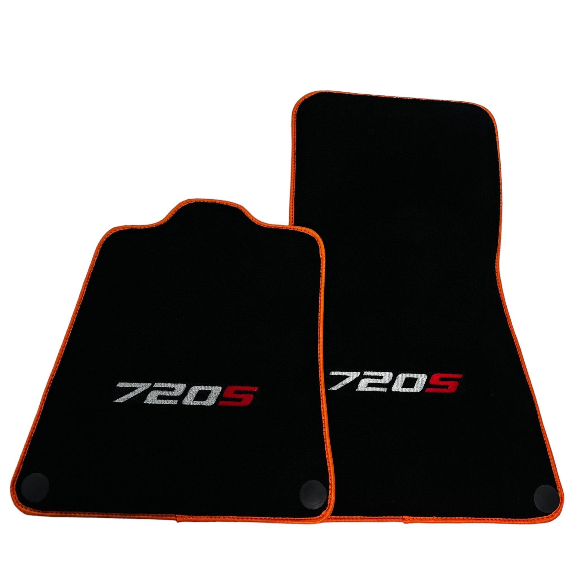 Floor Mats For McLaren 720S Black Tailored With Orange Trim - AutoWin