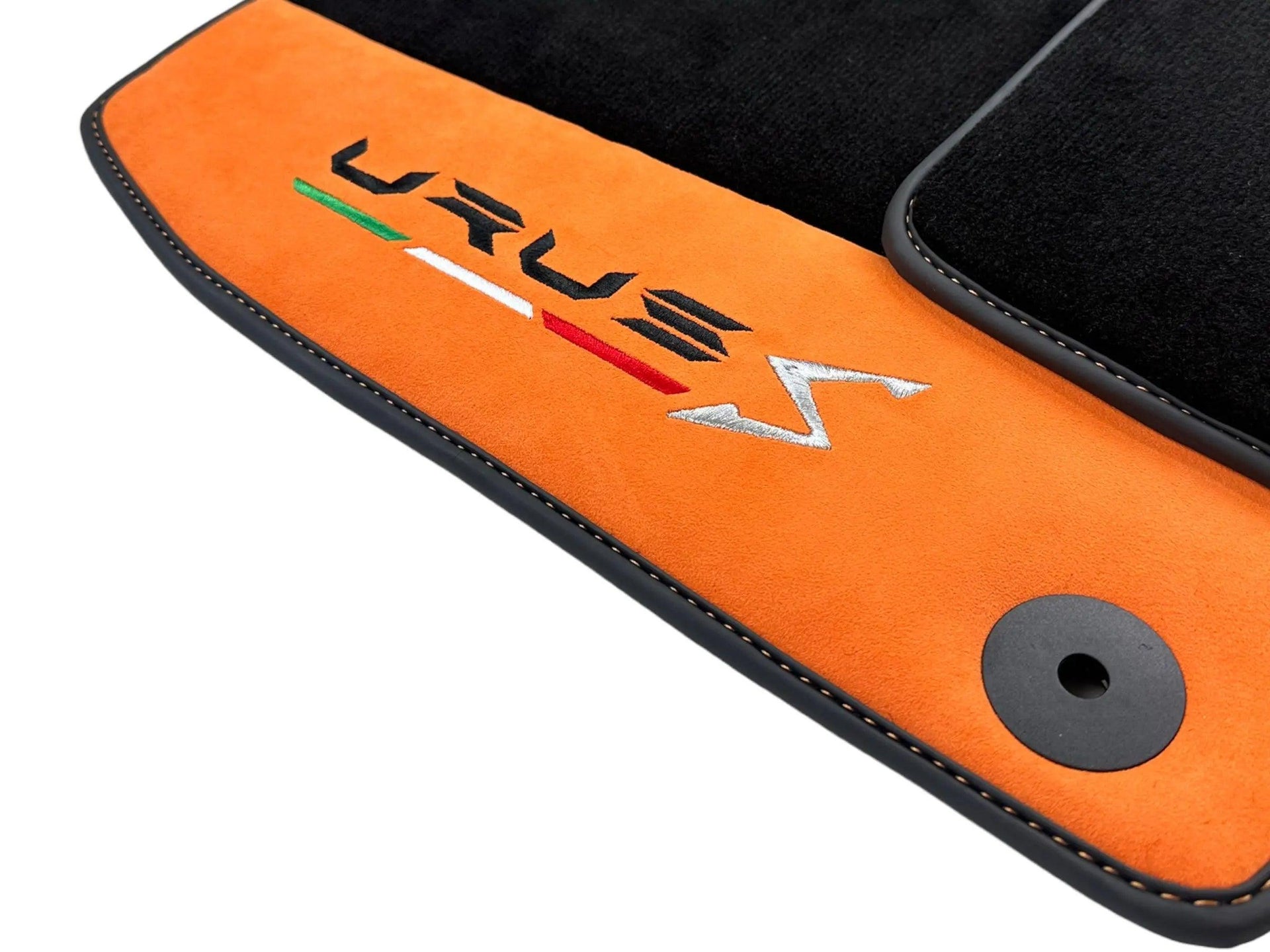 Floor Mats Set with Trunk Mat For Lamborghini Urus S With Orange Alcantara Leather - AutoWin