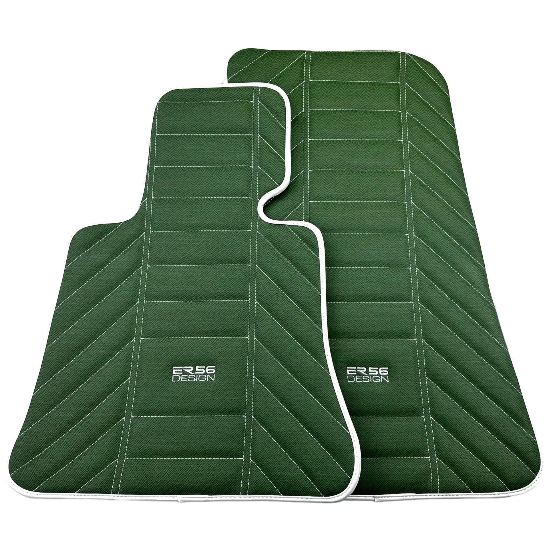 Green Leather Floor Mats For Rolls Royce Black Badge Phantom Drophead Coupe 2007–2016 - AutoWin