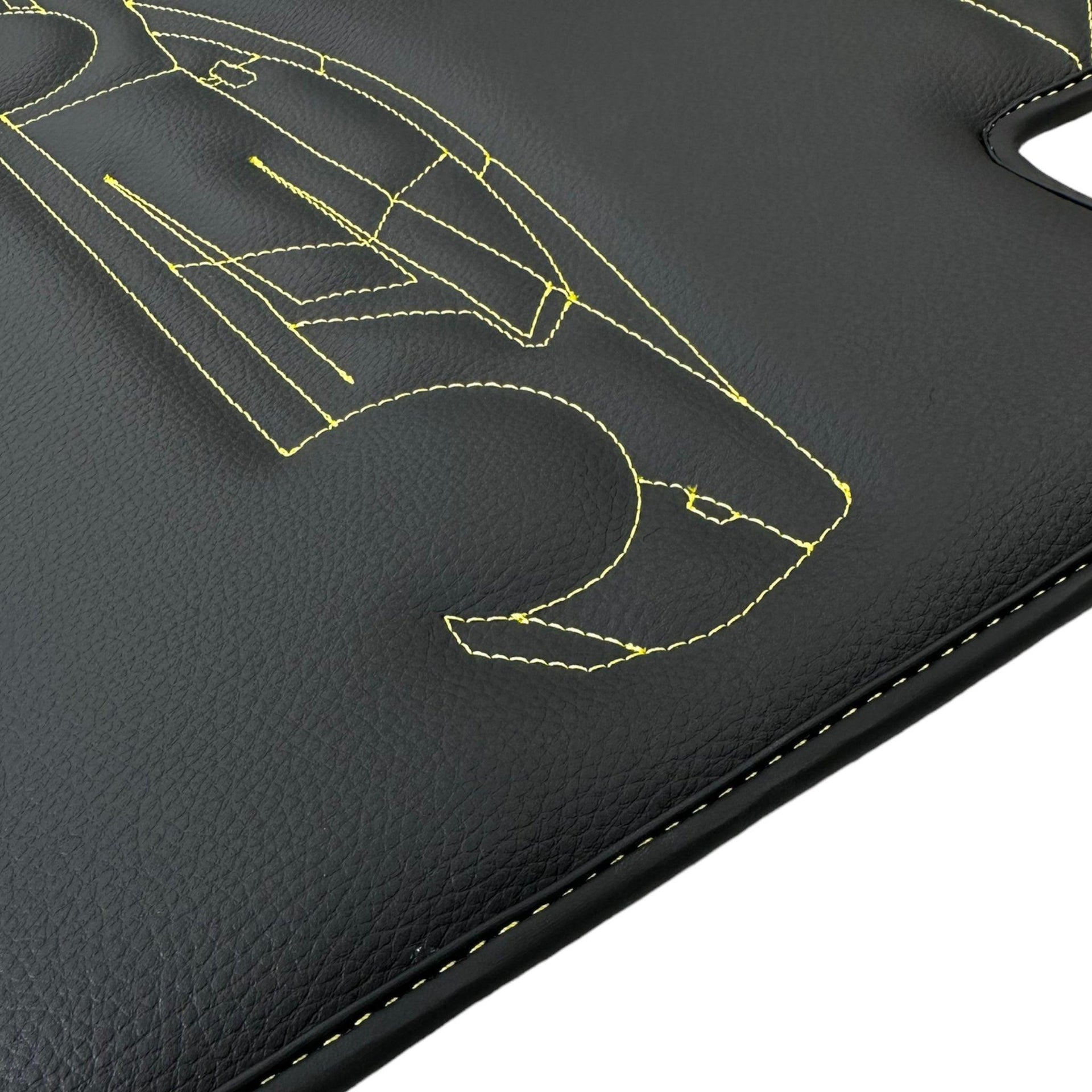Leather Black Floor Mats for Lamborghini Gallardo Yellow Sewing | ER56 Design - AutoWin
