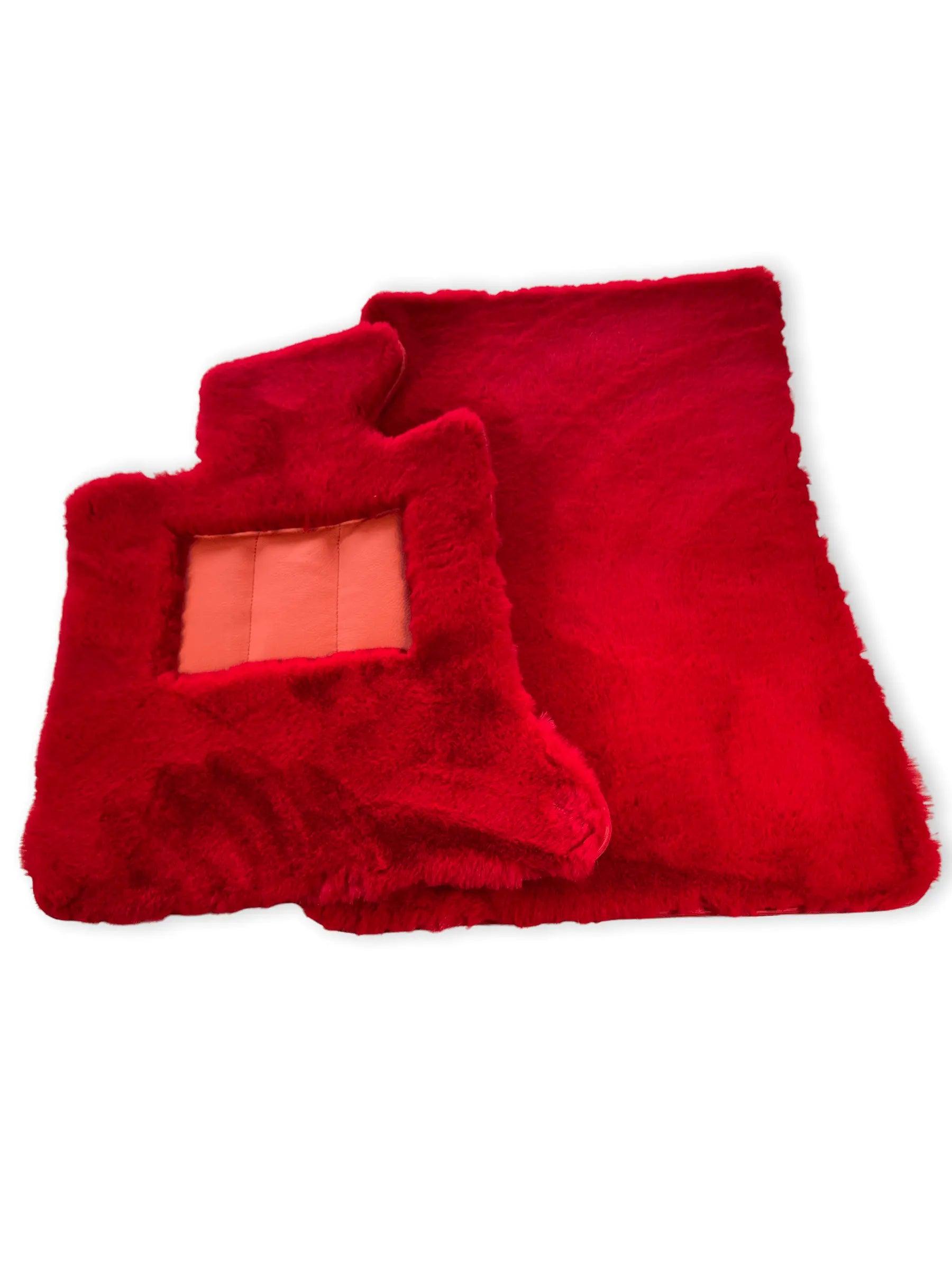 Red Sheepskin Floor Mats For Bentley Bentayga Er56 Design Brand - AutoWin