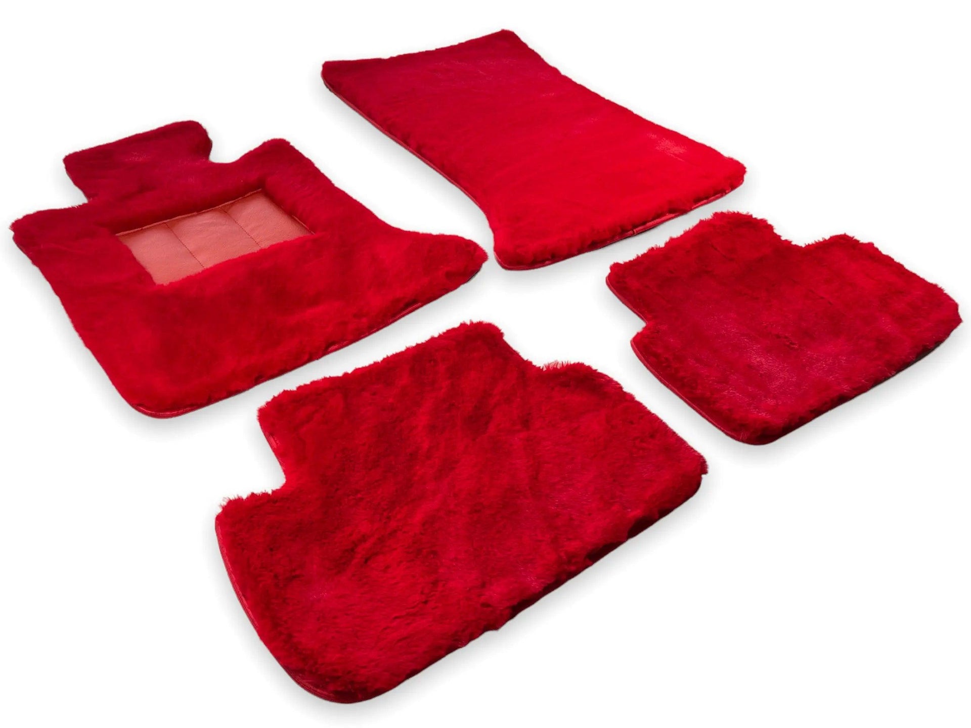 Red Sheepskin Floor Mats For Bentley Flying Spur (2005-2013) Er56 Design Brand - AutoWin