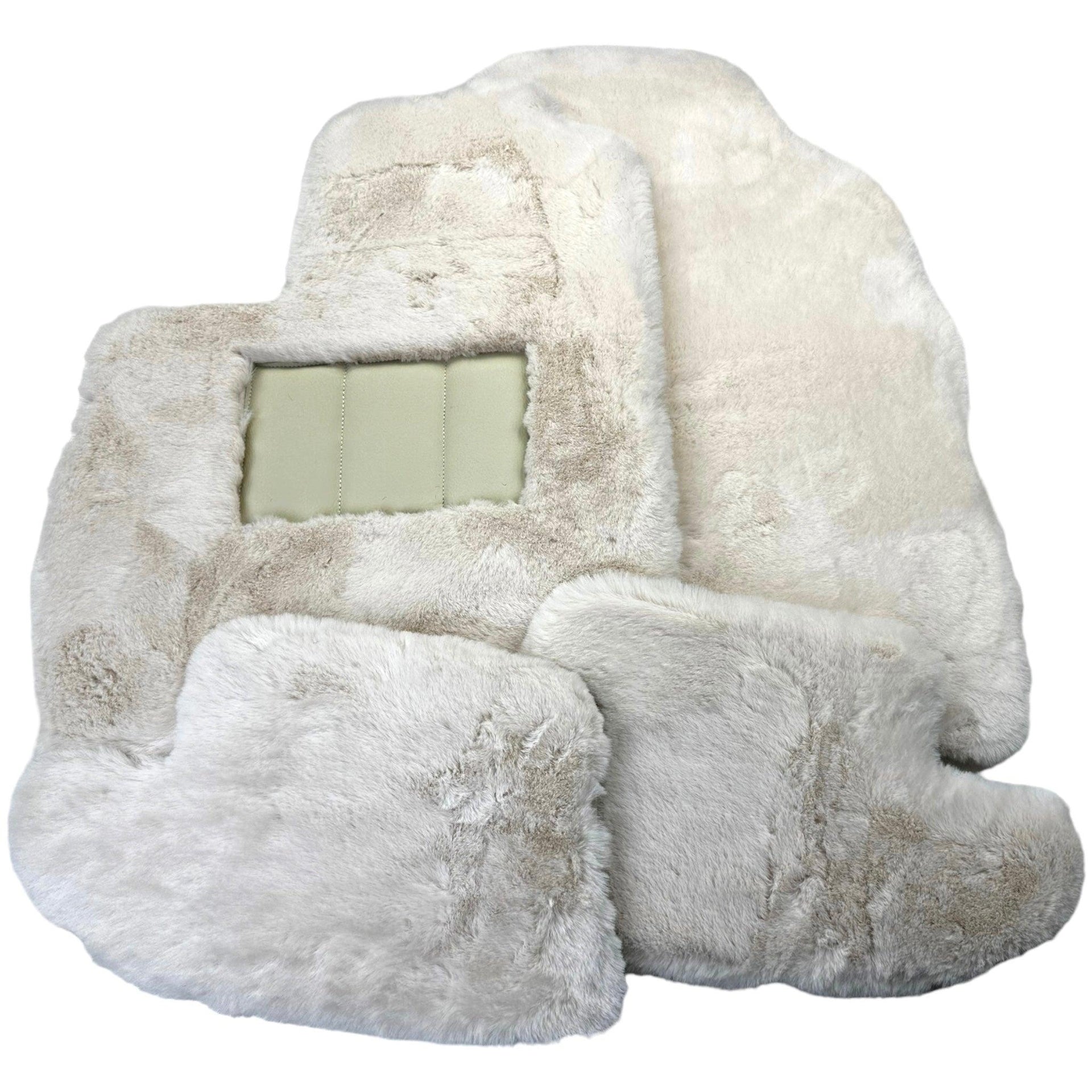 White Sheepskin Floor Mats for Bentley Continental GTC (2018-2023) ER56 Design - AutoWin