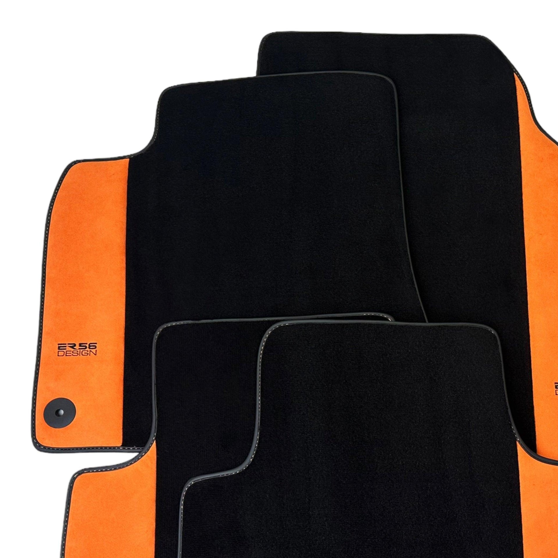 Black Floor Mats for Audi A1 3-door Hatchback 2010-2018 With Orange Alcantara | ER56 Design - AutoWin