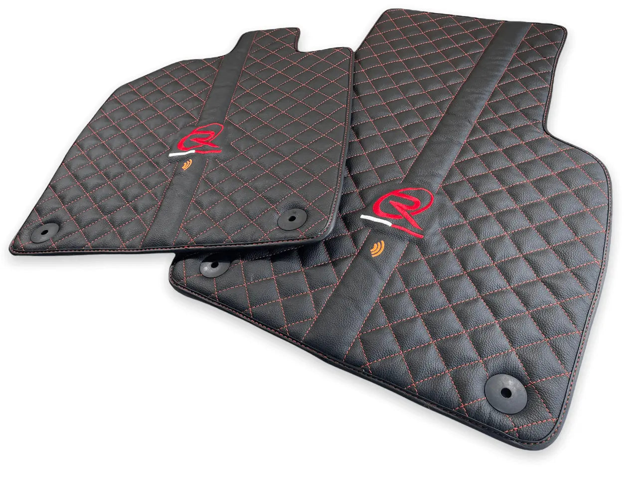 Black Leather Floor Mats for Audi R8 2015-2023 - AutoWin