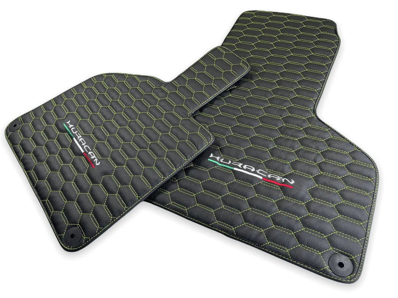 Green Stitched Leather Mats for Lamborghini Huracan