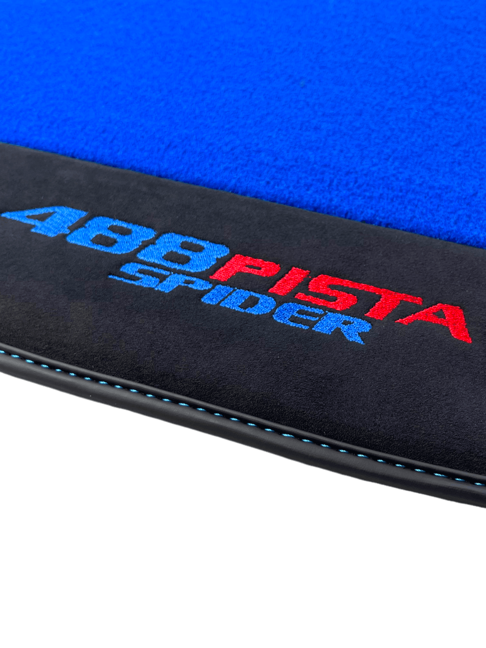 Blue Floor Mats For Ferrari 488 Pista Spider 2019-2021 With Alcantara Leather - AutoWin