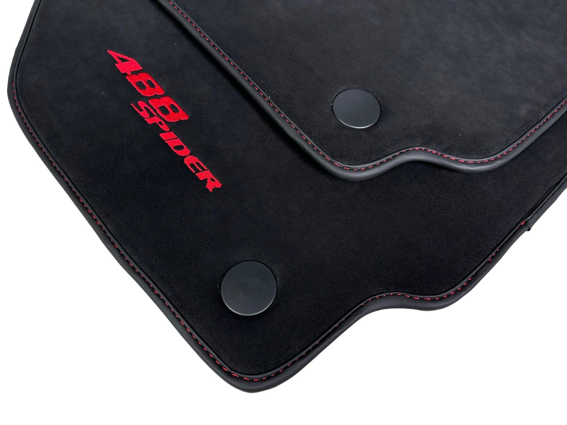 Alcantara Floor Mats for Ferrari 488 Spider 2016-2022 Red Sewing - AutoWin