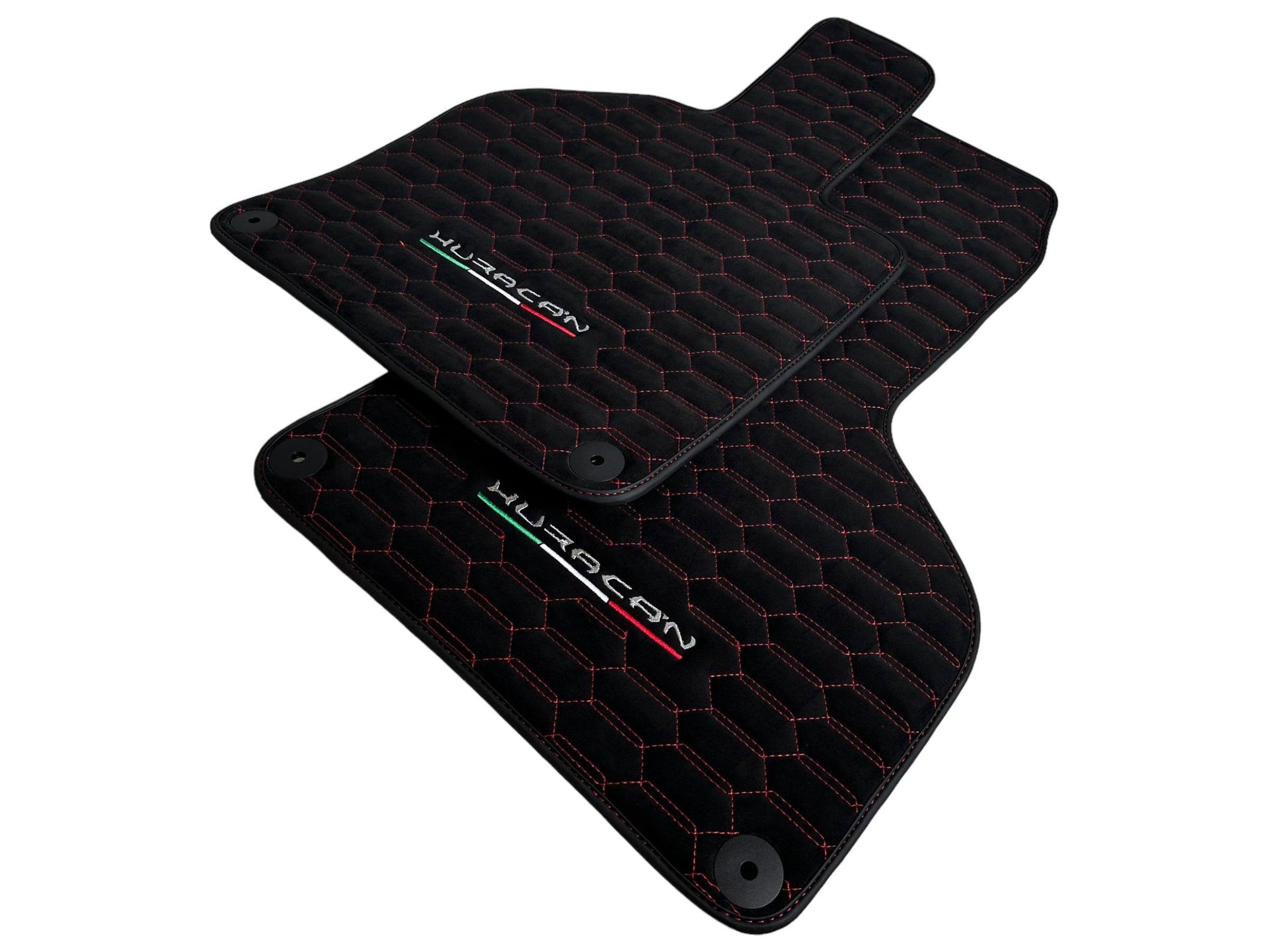 Alcantara Floor Mats for Lamborghini Huracan Red Sewing - AutoWin