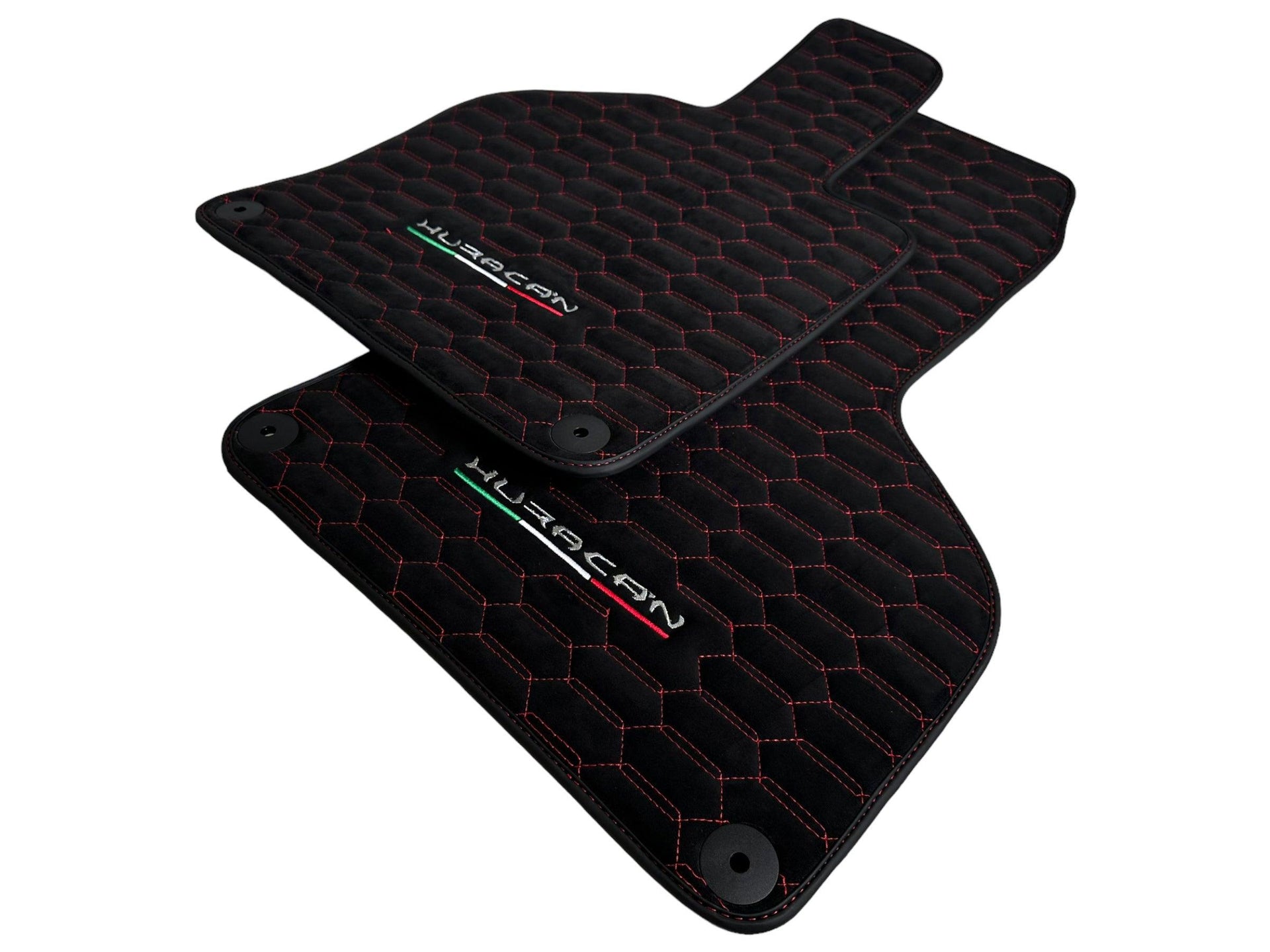 Alcantara Floor Mats for Lamborghini Huracan Red Sewing - AutoWin