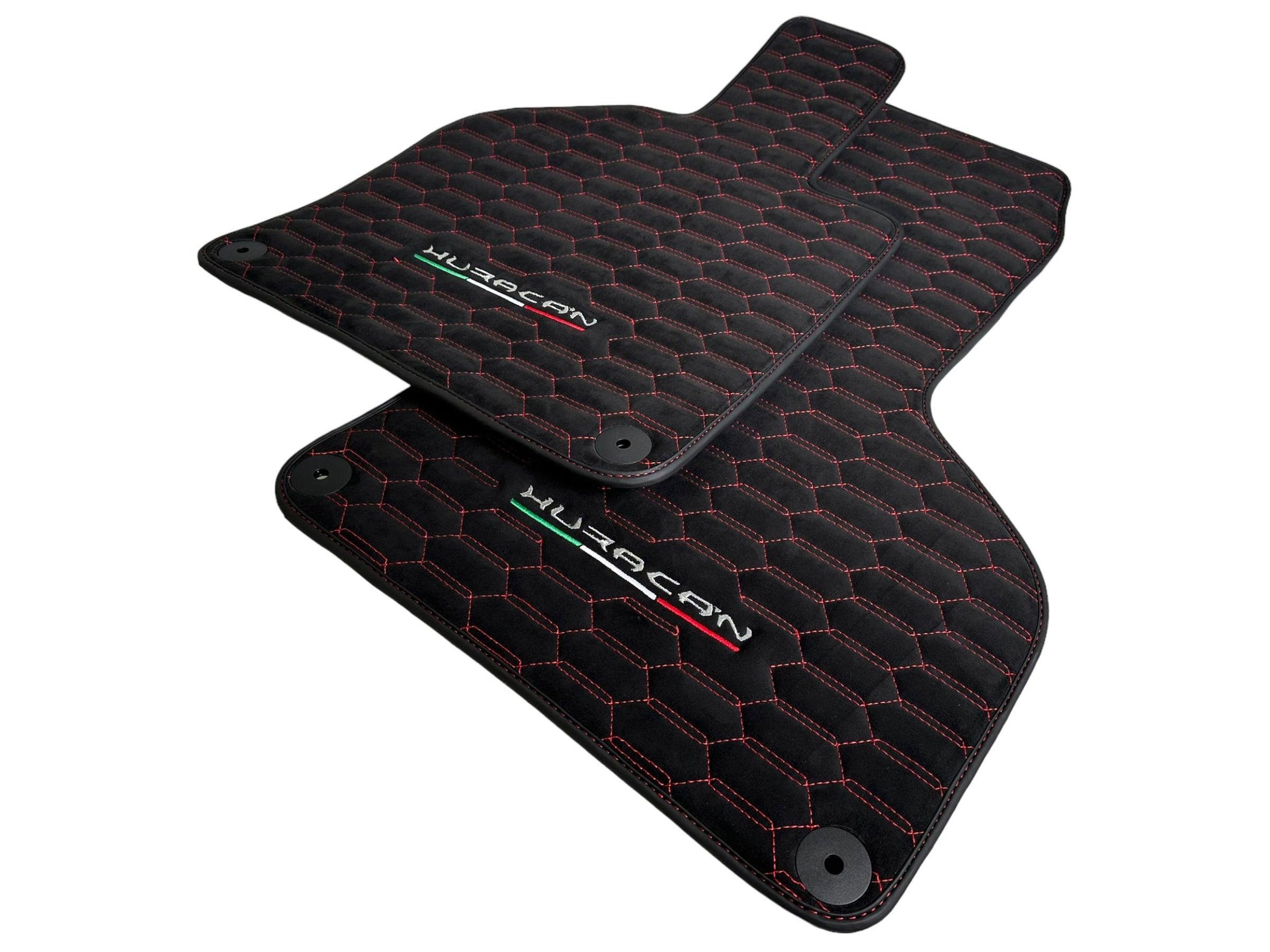 Alcantara Floor Mats for Lamborghini Huracan Red Sewing - AutoWin