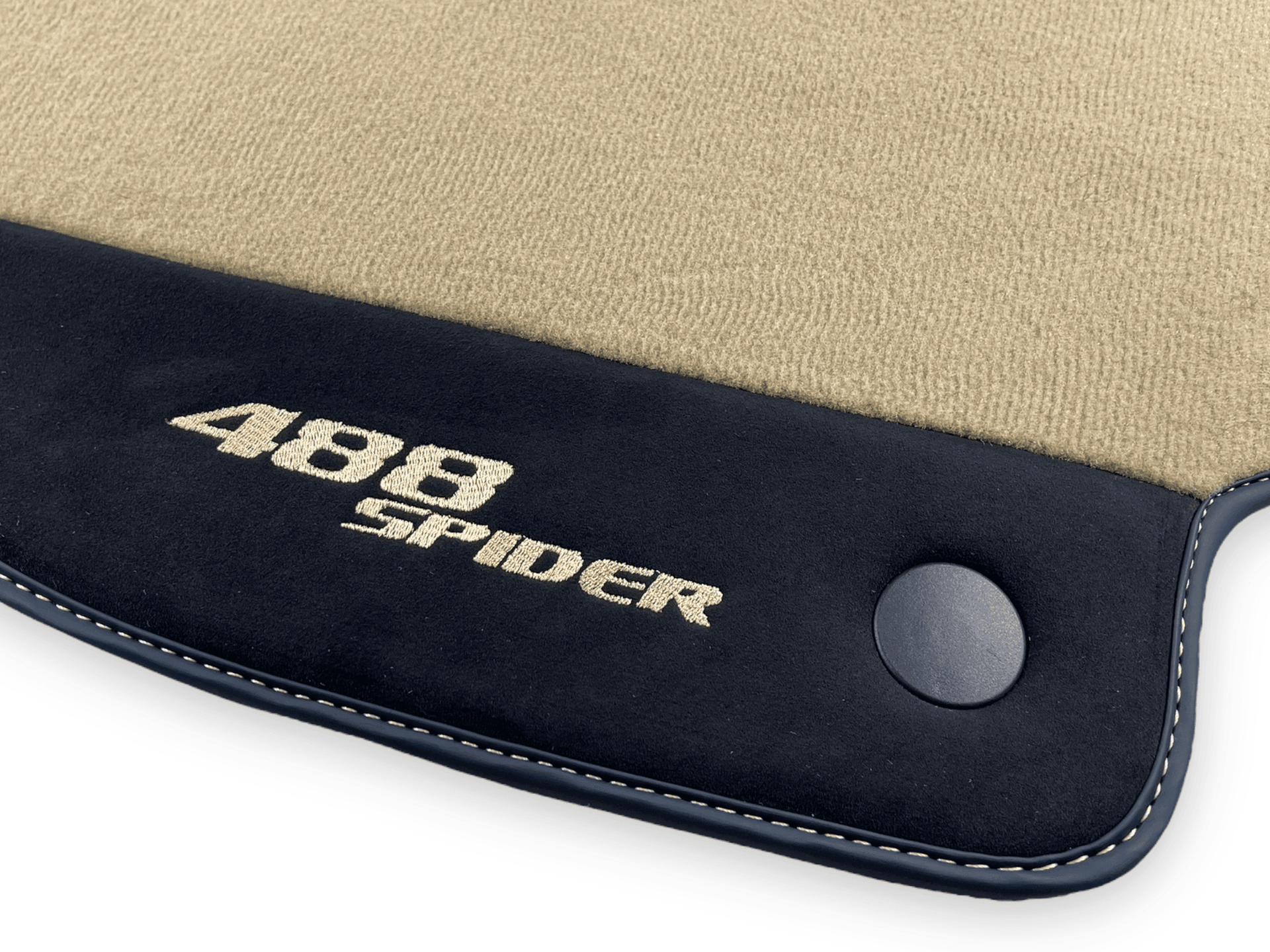 Beige Floor Mats For Ferrari 488 Spider 2015-2022 With Alcantara Leather - AutoWin