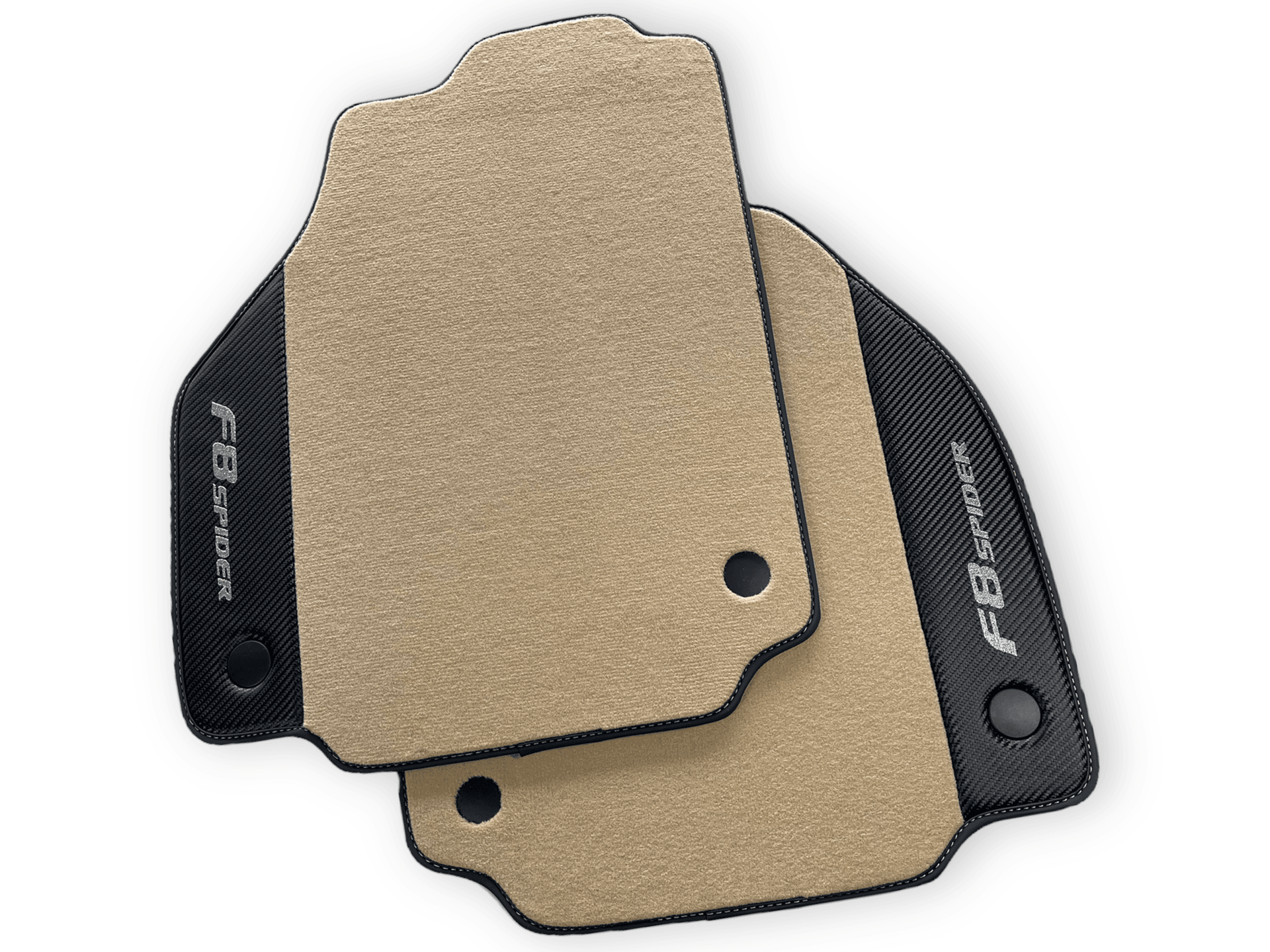 Beige Floor Mats For Ferrari F8 Spider 2019-2022 With Carbon Fiber Leather - AutoWin