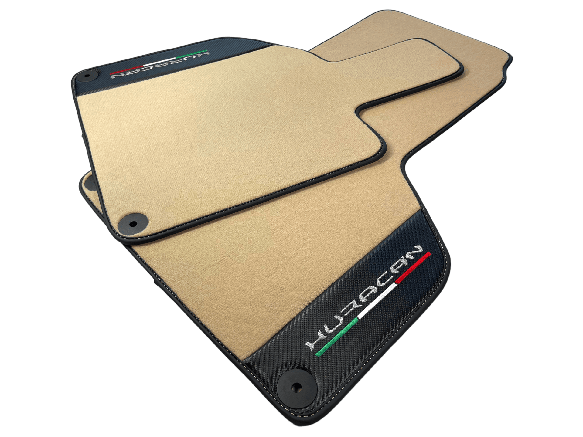 Beige Floor Mats for Lamborghini Huracan With Carbon Fiber Leather - AutoWin