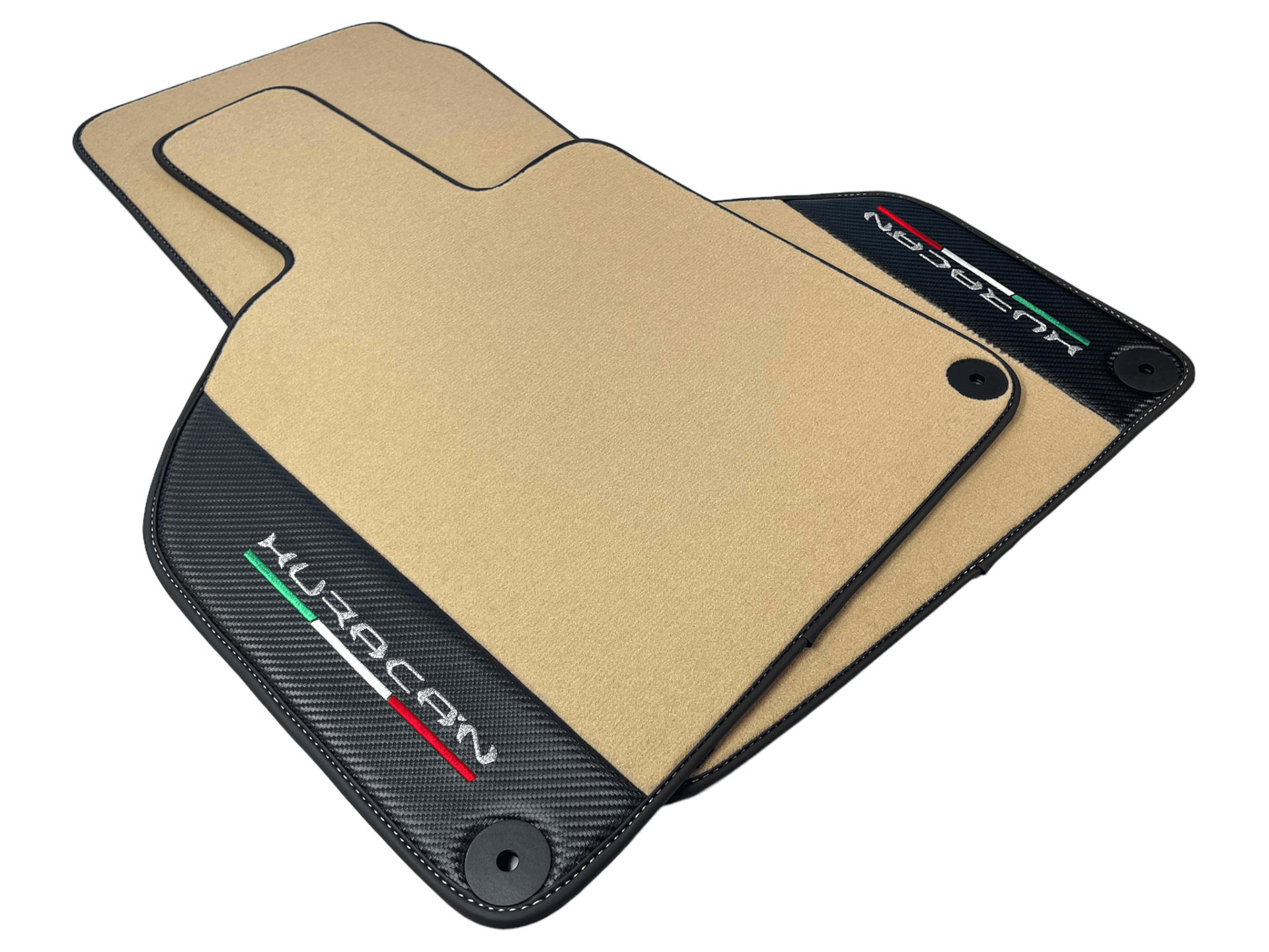 Beige Floor Mats for Lamborghini Huracan With Carbon Fiber Leather - AutoWin