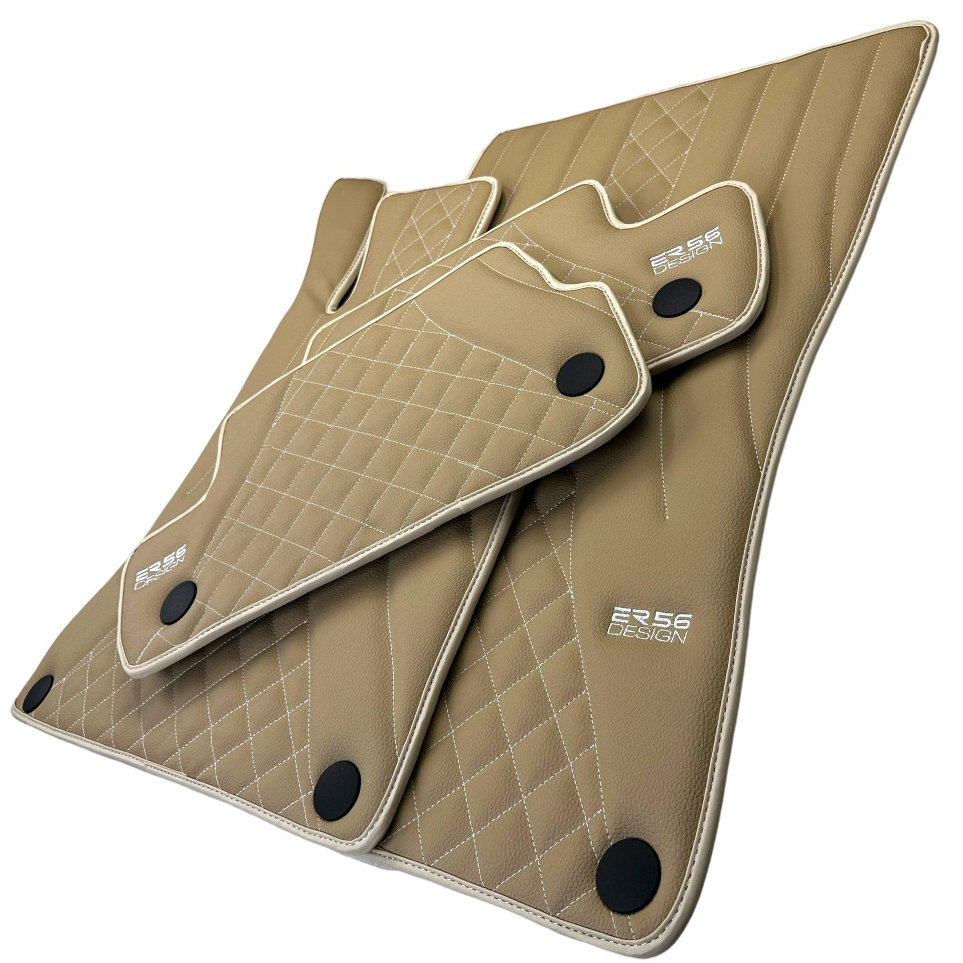 Beige Leather Floor Mats For Mercedes Benz B-Class W246 4Matic (2011-2019) | ER56 Design - AutoWin